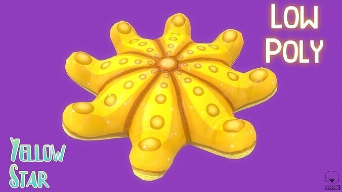 Stylized Starfish Pillow Cartoon Cushion Low-poly 3D model
