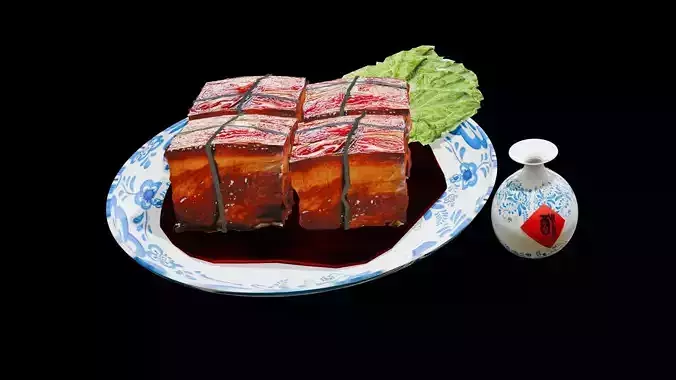 Food Chinese famous dish DongPo meat and Chinese wine