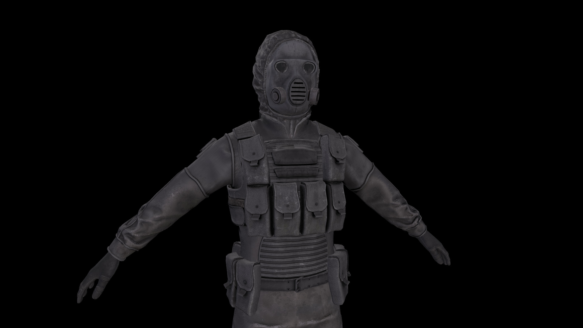 Postapocalypse stalker like outfit PBR Low-poly 3D model_2