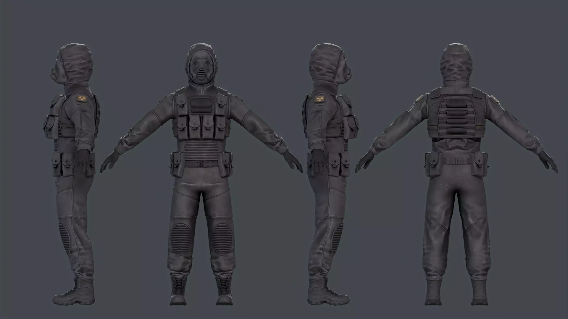 Postapocalypse stalker like outfit PBR Low-poly 3D model_0