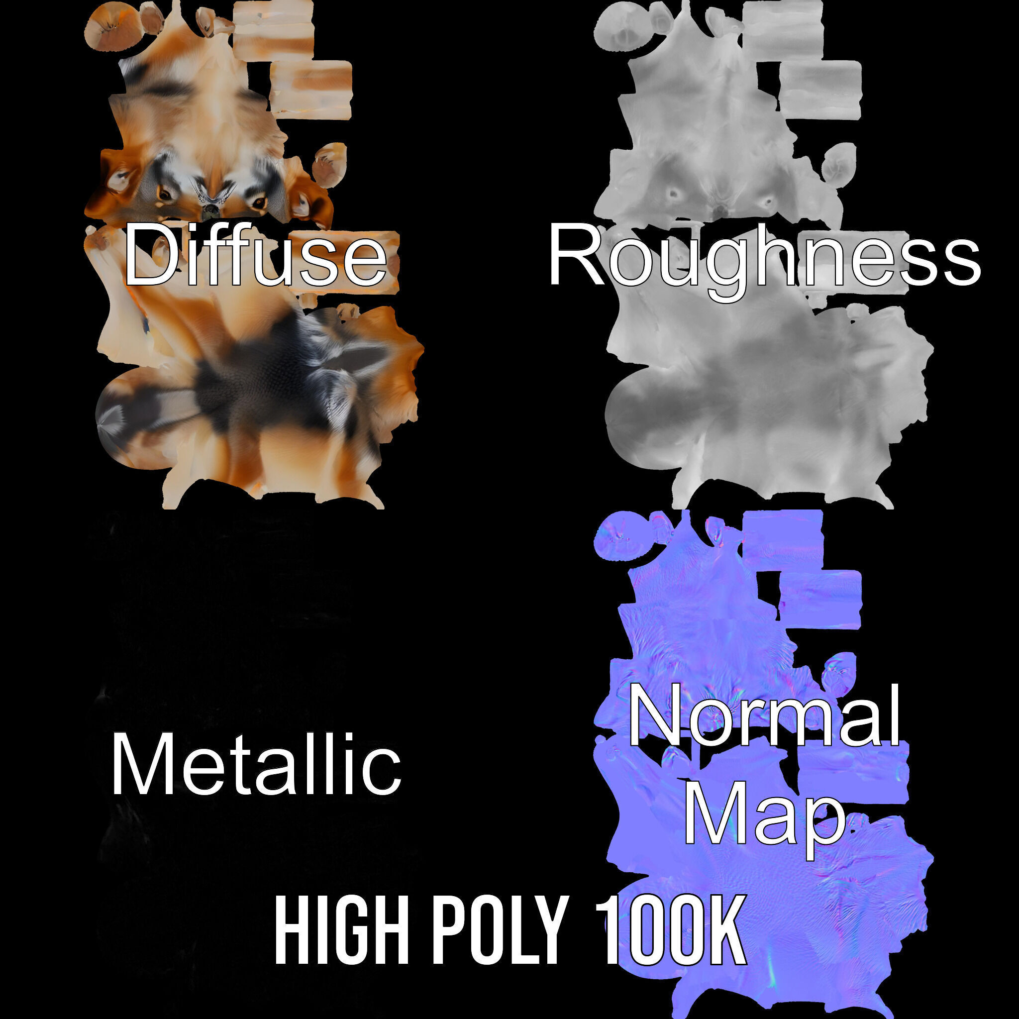 Realistic Wolf D Model Pack Low-poly 3D model_3