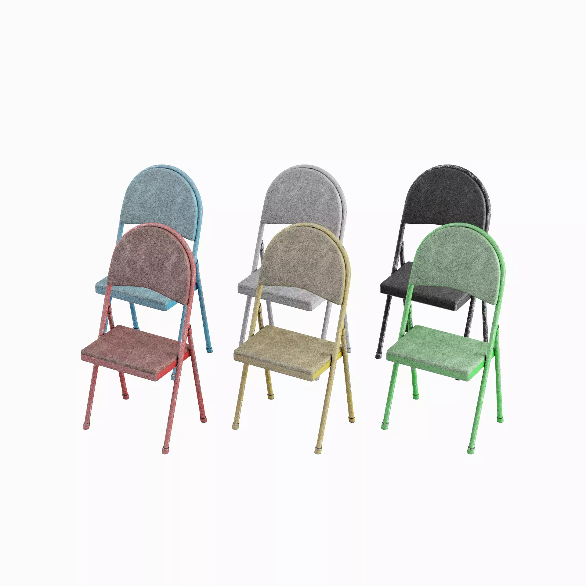 Folding Chair Set Low-poly 3D model_0