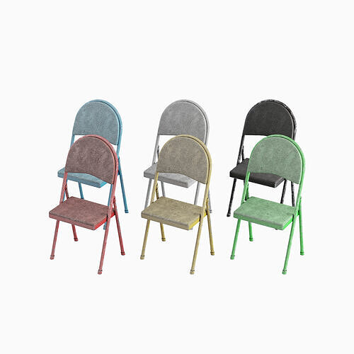 Folding Chair Set Low-poly 3D model