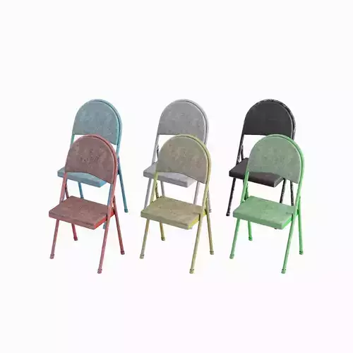 Folding Chair Set Low-poly 3D model