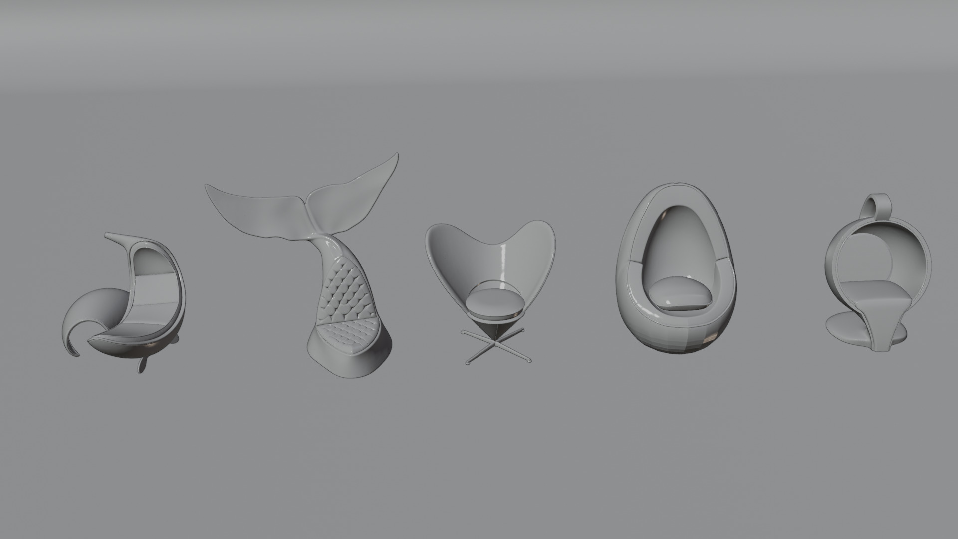 Stylized Designer Chair Pack for 3D Printing Visualization 3D print model_2