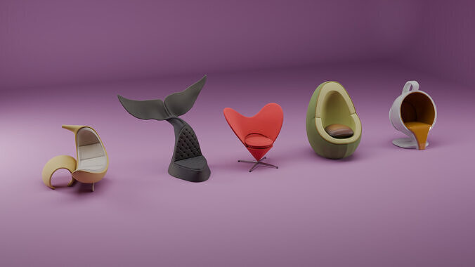 Stylized Designer Chair Pack for 3D Printing  Visualization 3D print model