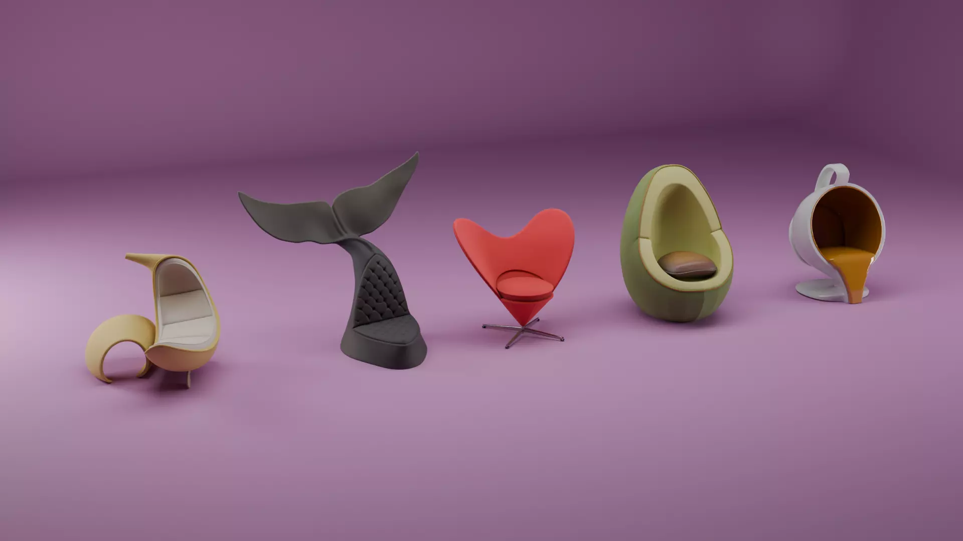 Stylized Designer Chair Pack for 3D Printing Visualization 3D print model_0