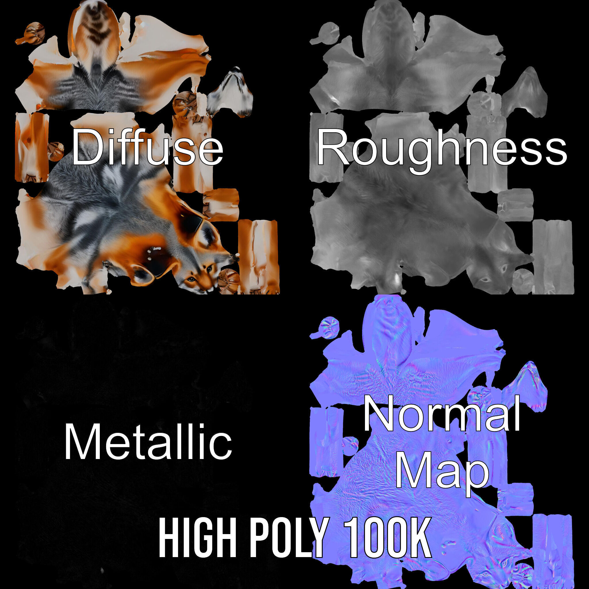 Fox Model Pack  Realistic D Animal Character Low-poly 3D model_4