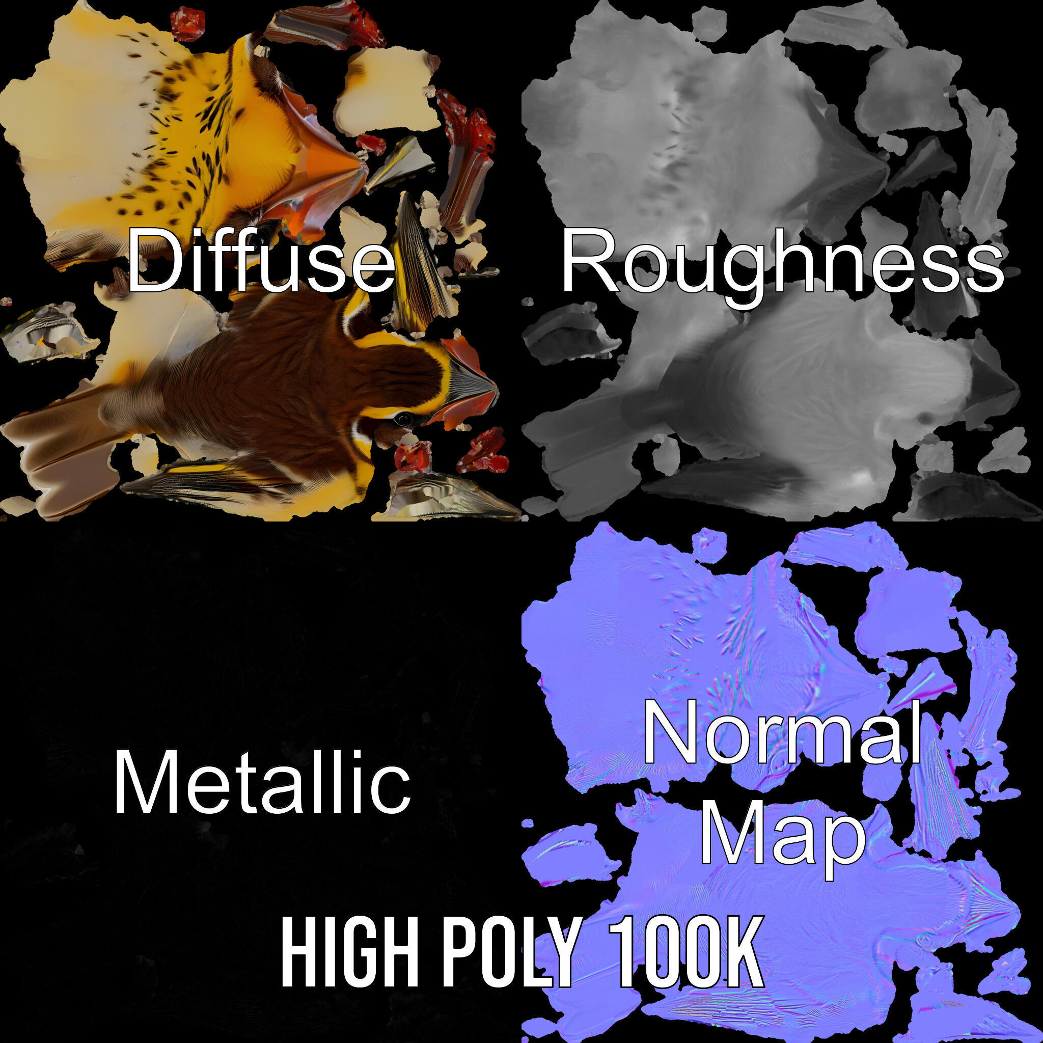 Realistic Bird Model Pack with Detailed Textures Low-poly 3D model_4