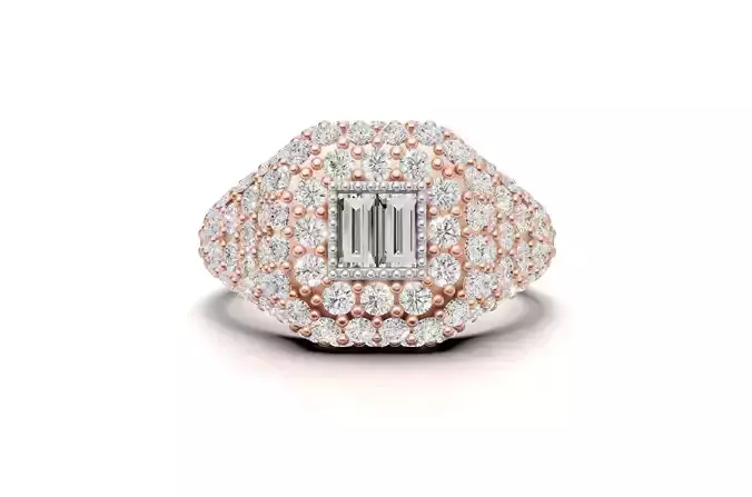 Baguette Diamond Cocktail Ring Pave Diamond Ring