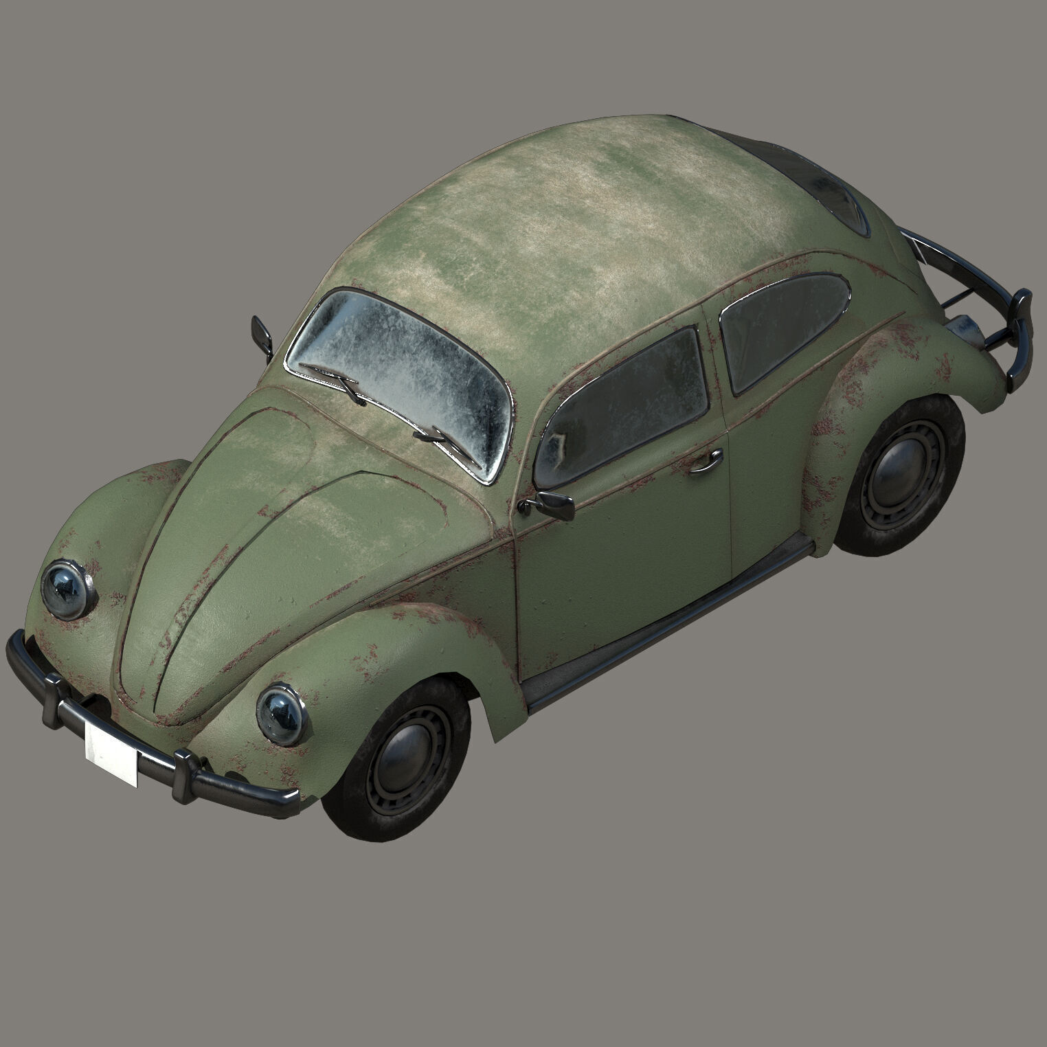 Automobile Beetle  Low-poly 3D model_3