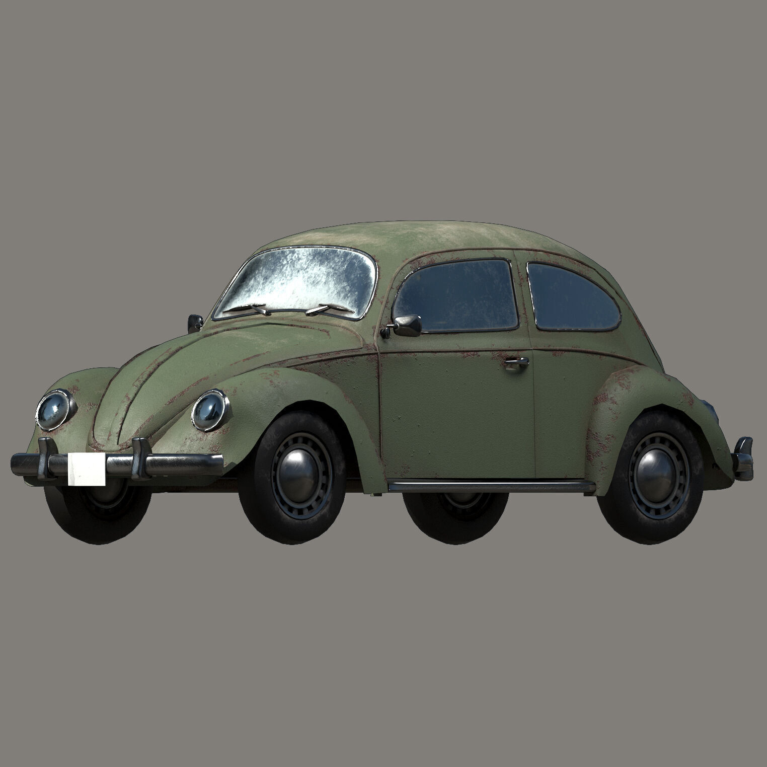 Automobile Beetle  Low-poly 3D model_2