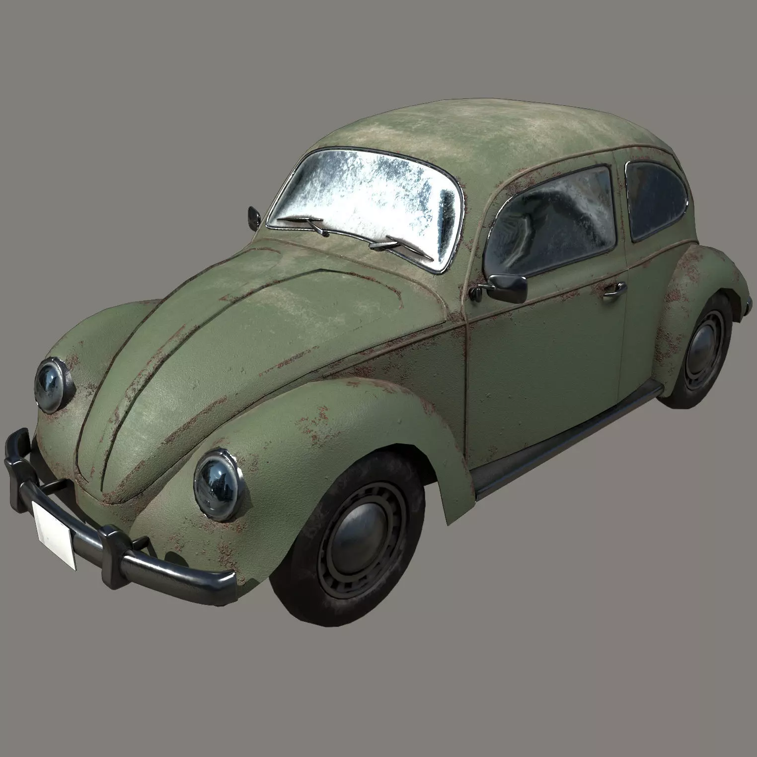 Automobile Beetle  Low-poly 3D model_0