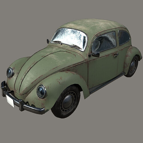 Automobile Beetle  Low-poly 3D model