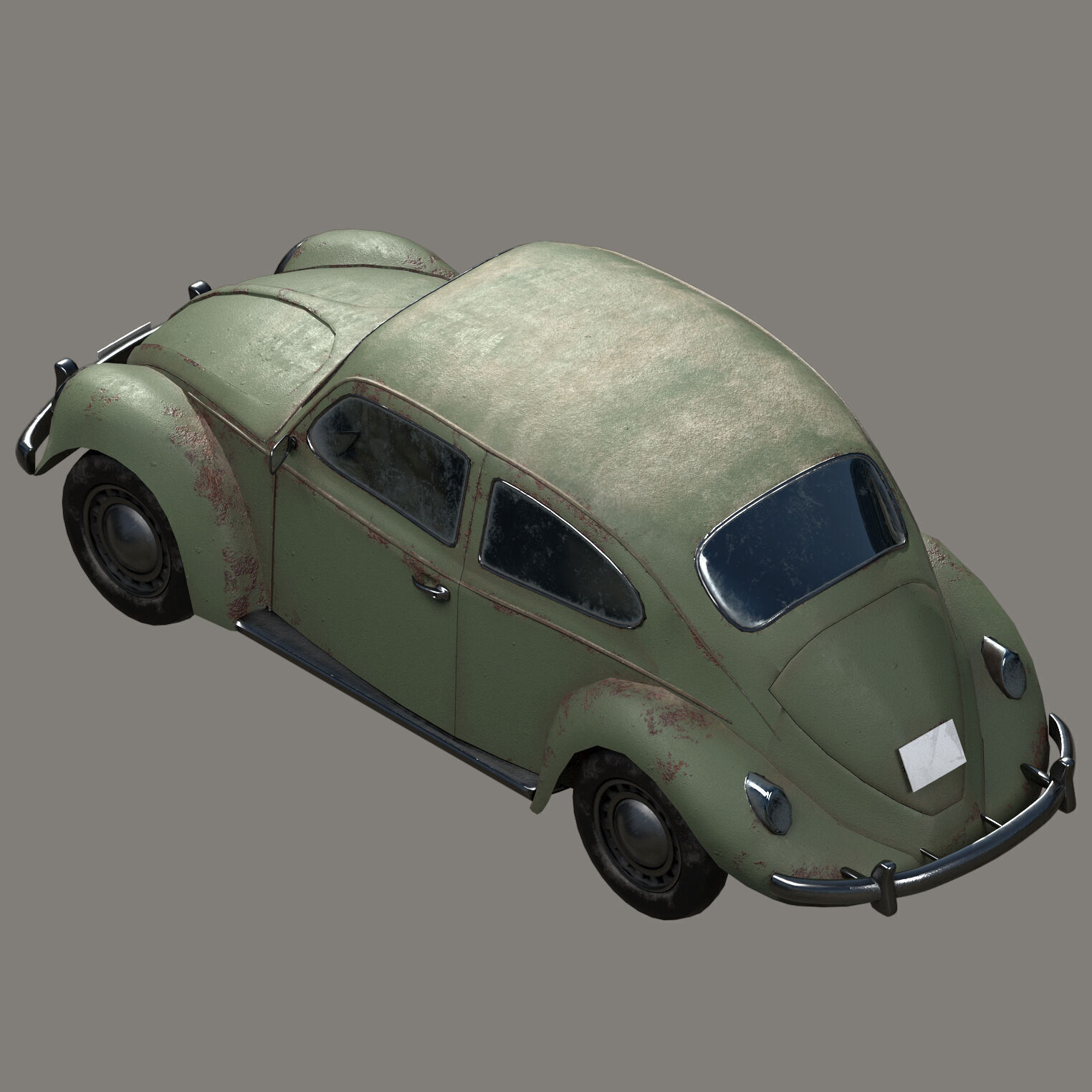 Automobile Beetle  Low-poly 3D model_1
