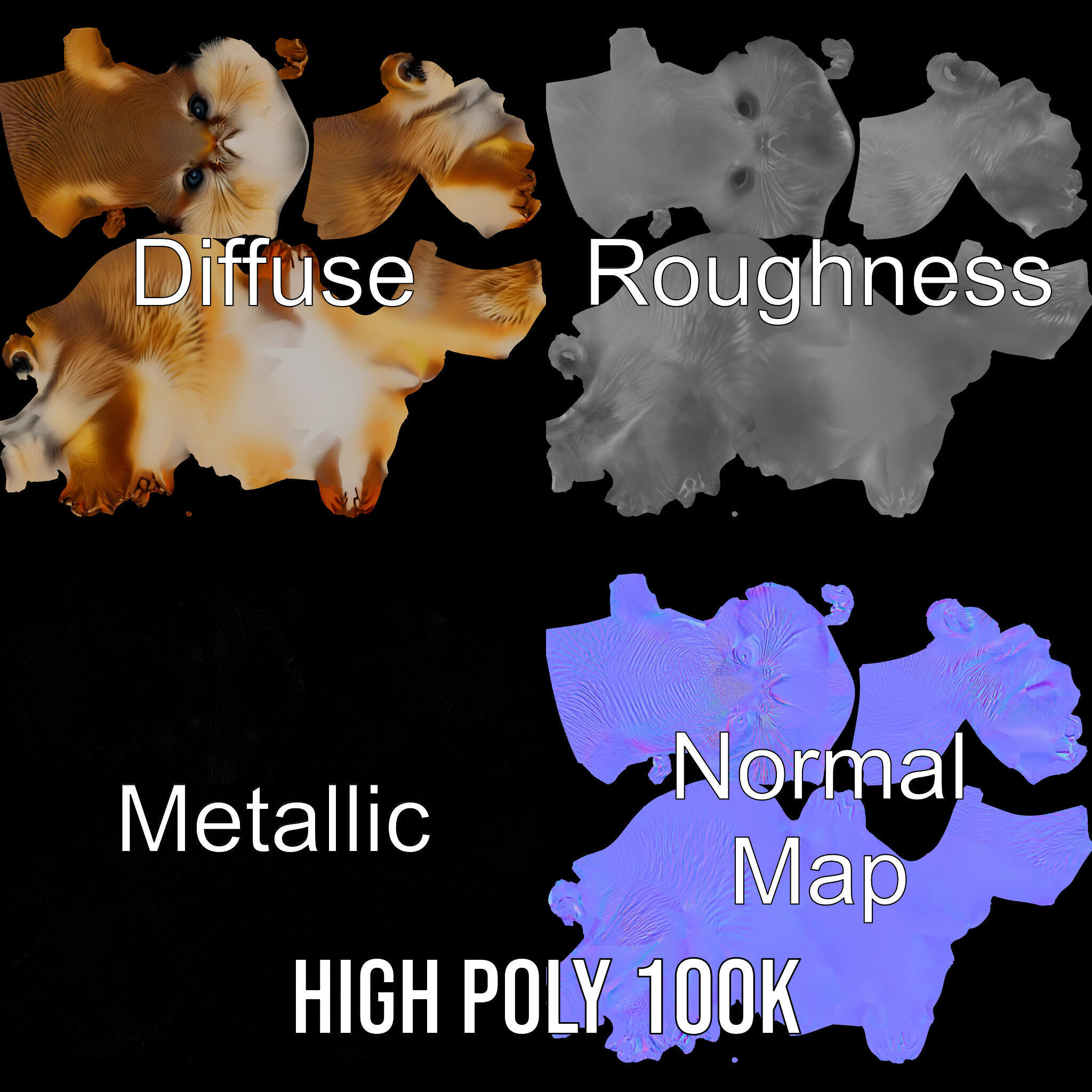 Furry Meerkat Model Pack with Detailed Textures Low-poly 3D model_4