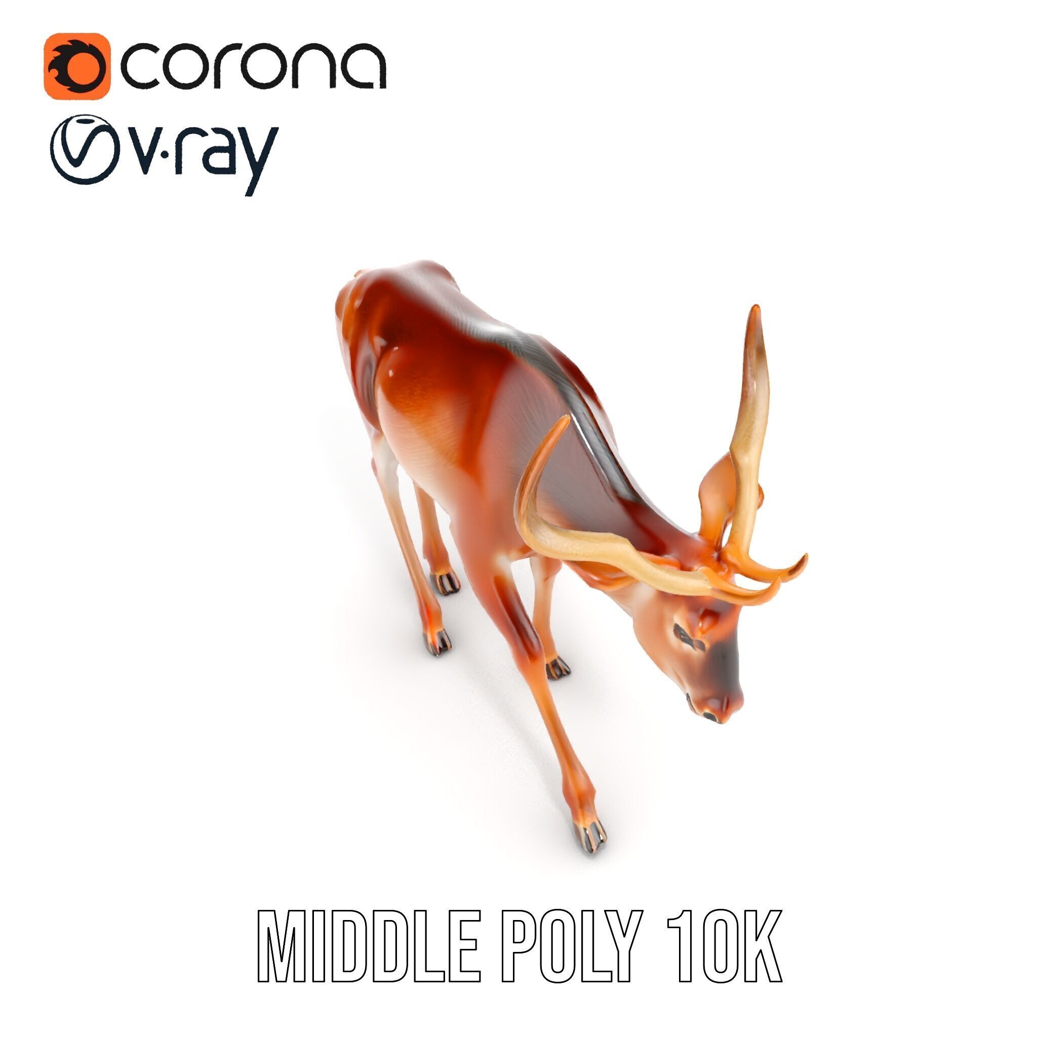 Elegant Buck Model Pack for Realistic Wildlife Scenes Low-poly 3D model_9