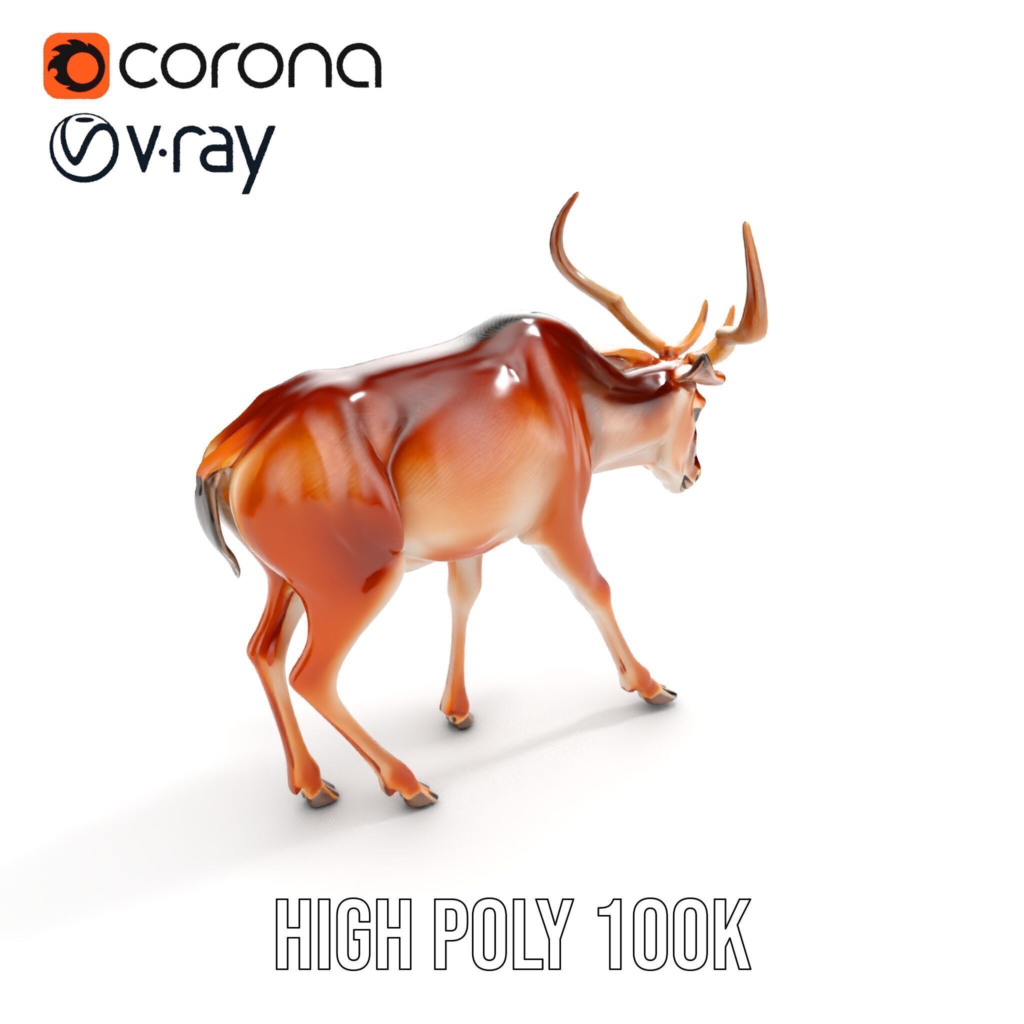 Elegant Buck Model Pack for Realistic Wildlife Scenes Low-poly 3D model_26