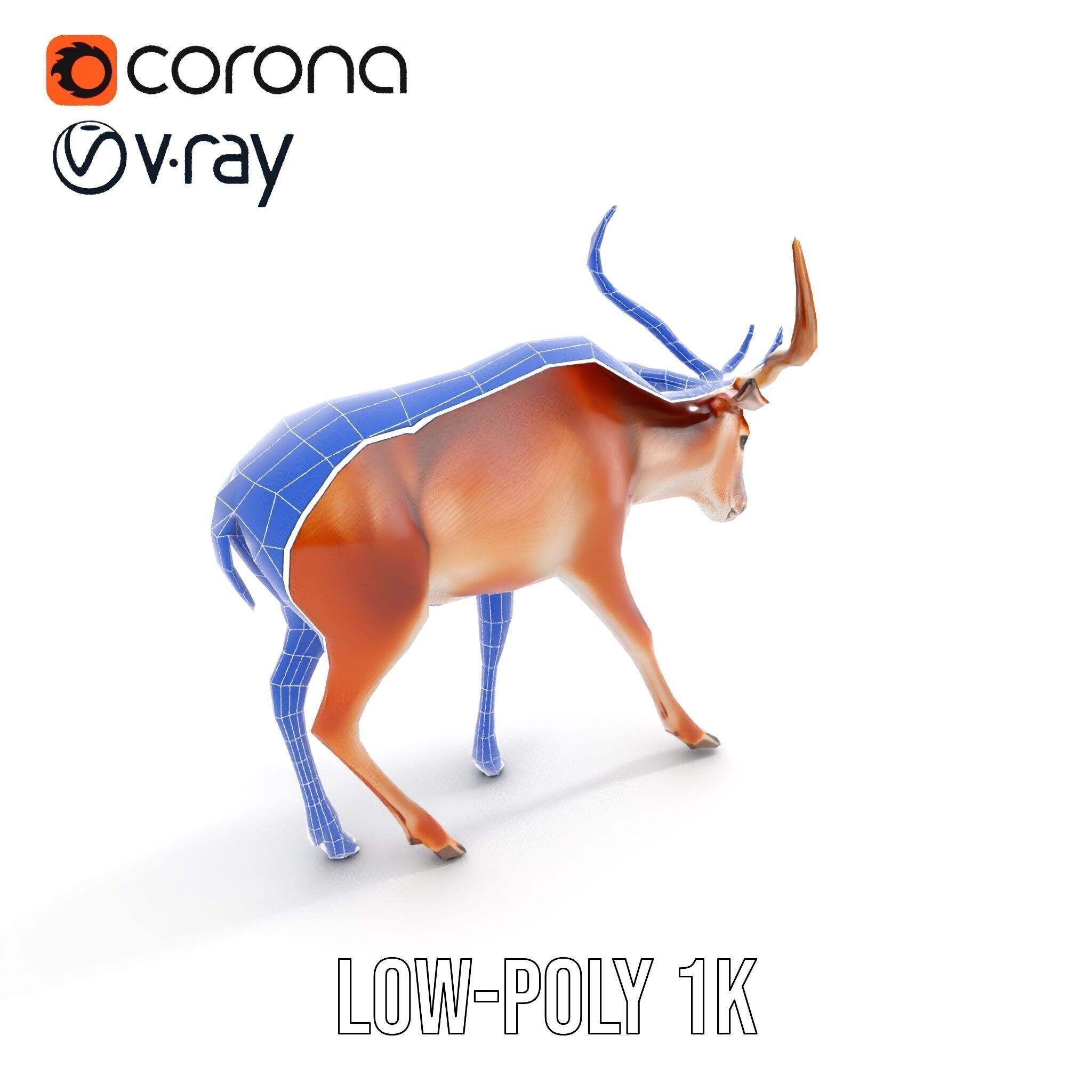 Elegant Buck Model Pack for Realistic Wildlife Scenes Low-poly 3D model_25