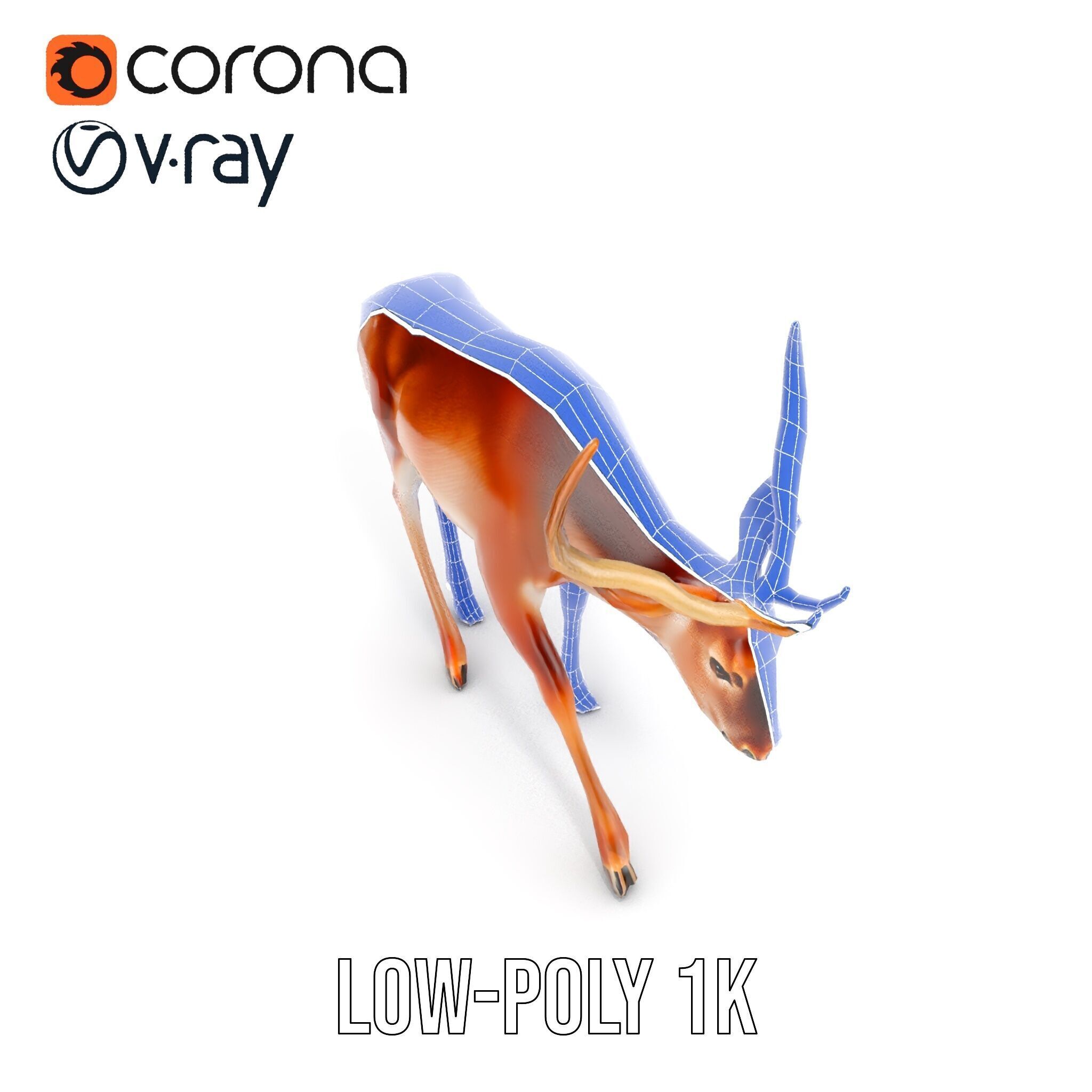 Elegant Buck Model Pack for Realistic Wildlife Scenes Low-poly 3D model_22