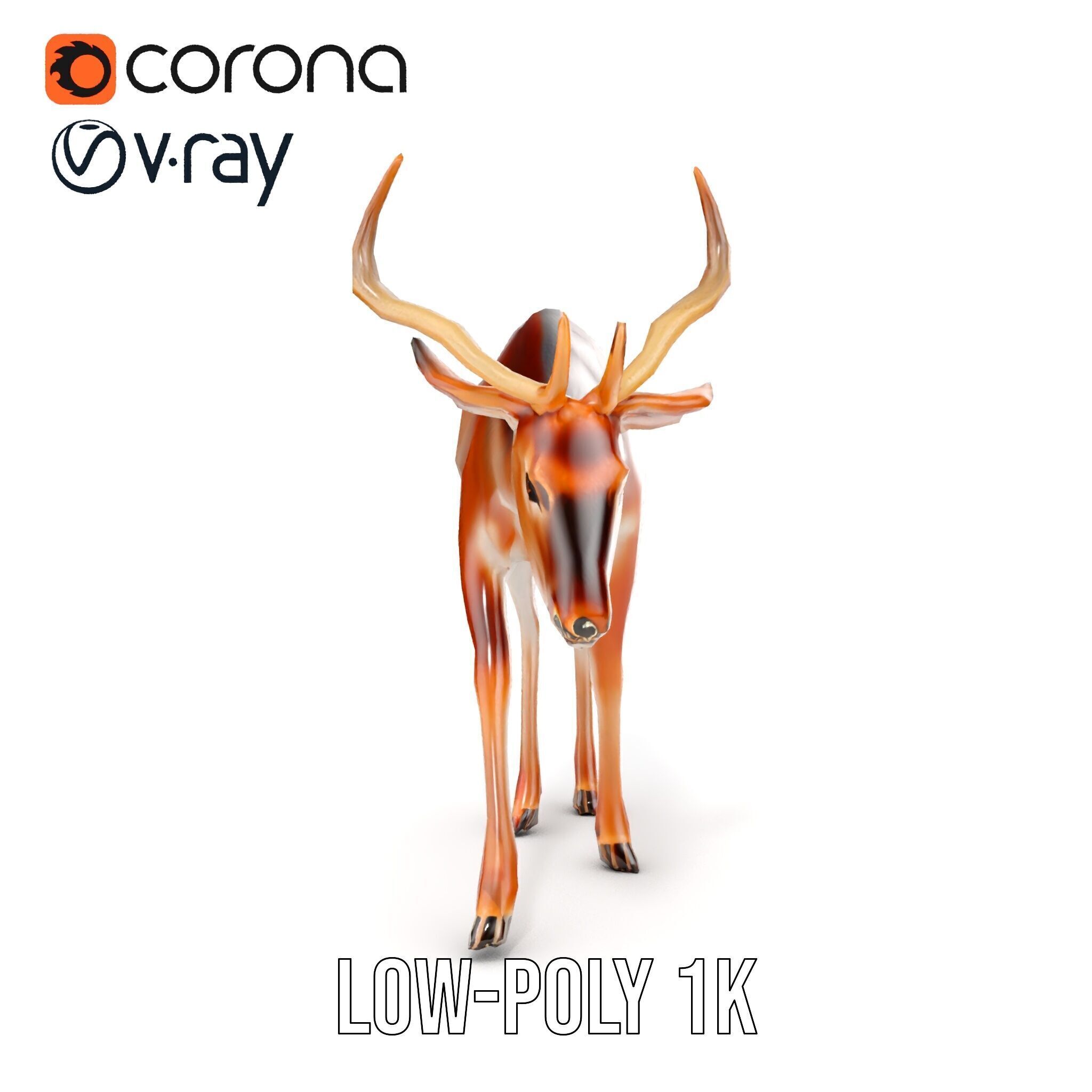 Elegant Buck Model Pack for Realistic Wildlife Scenes Low-poly 3D model_20