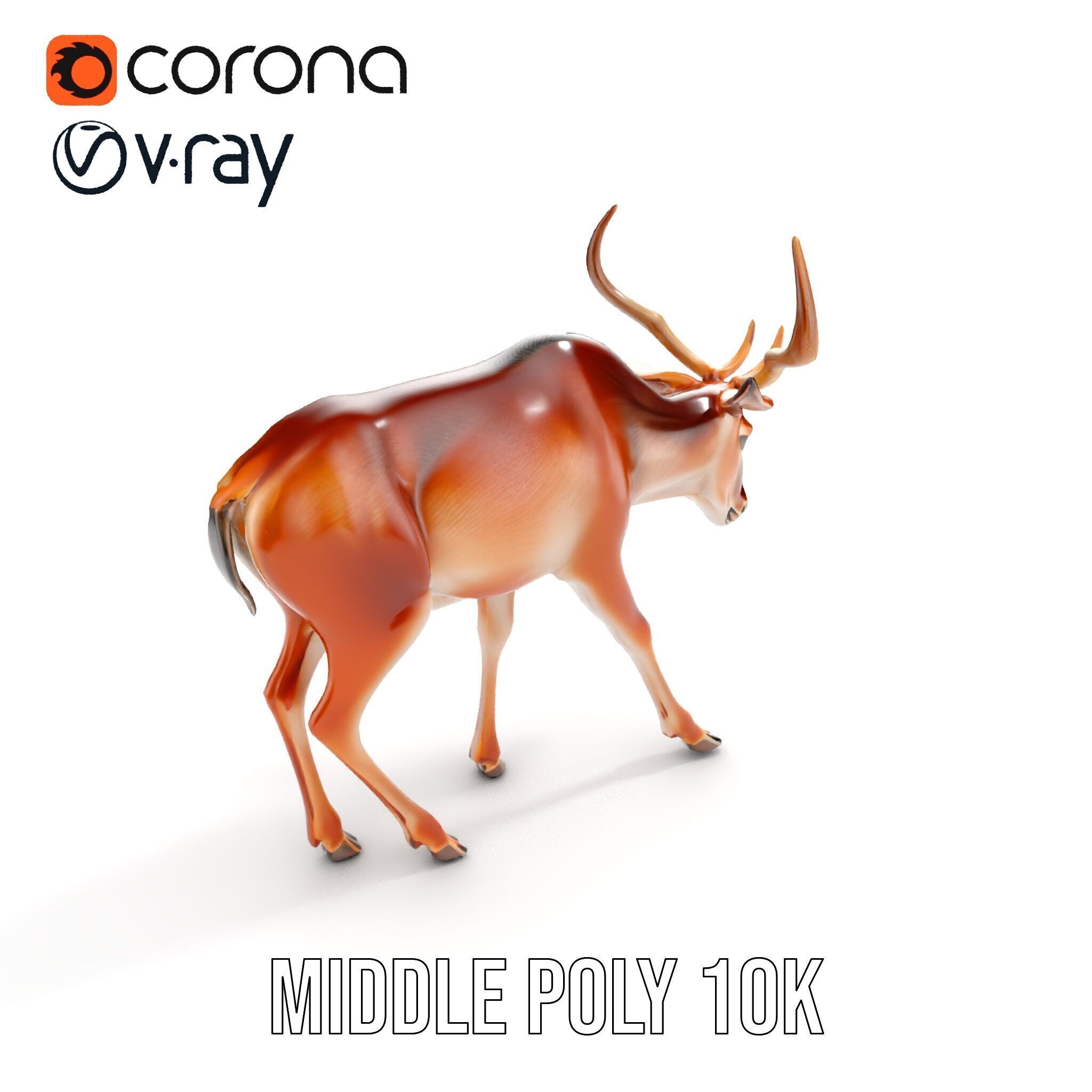 Elegant Buck Model Pack for Realistic Wildlife Scenes Low-poly 3D model_21