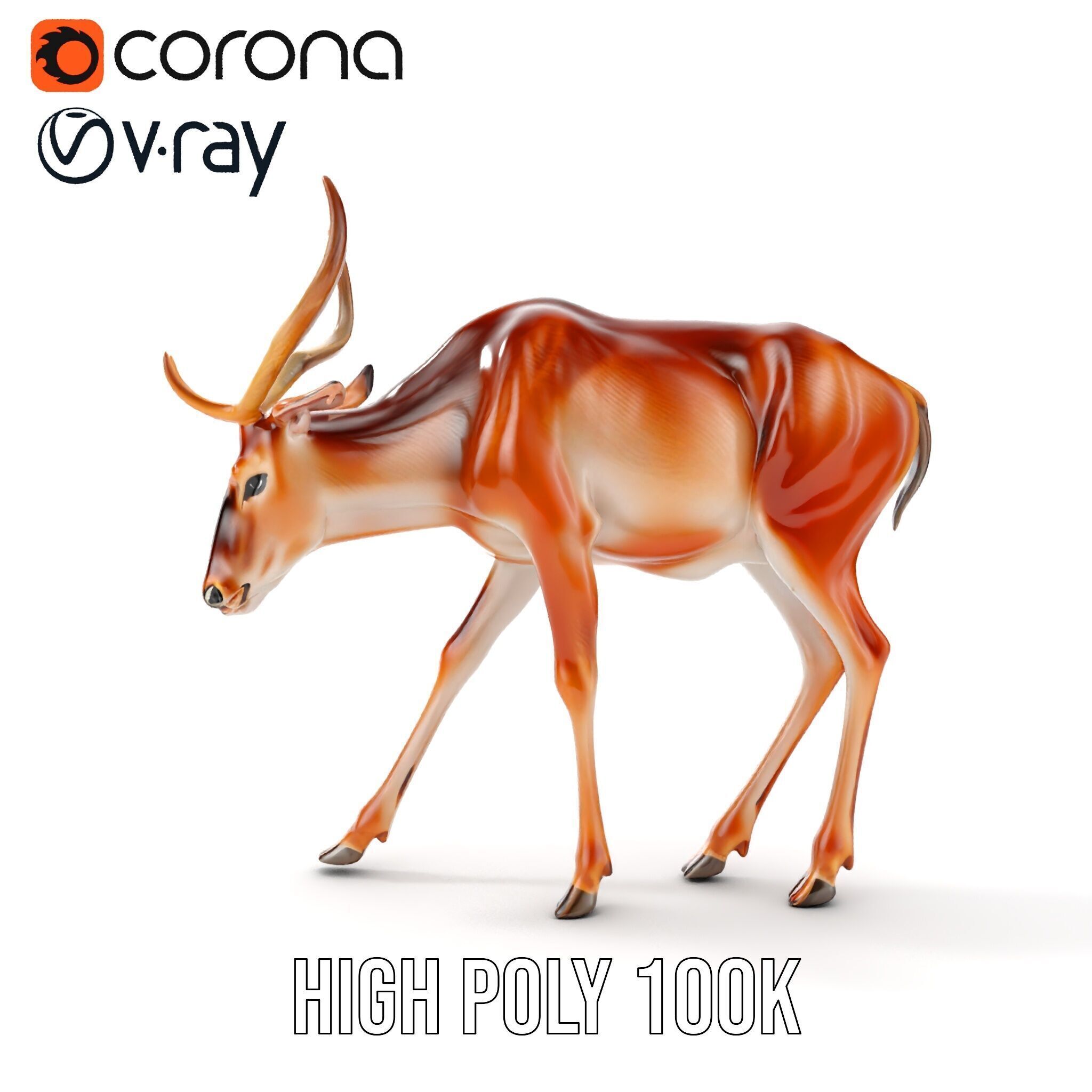 Elegant Buck Model Pack for Realistic Wildlife Scenes Low-poly 3D model_35