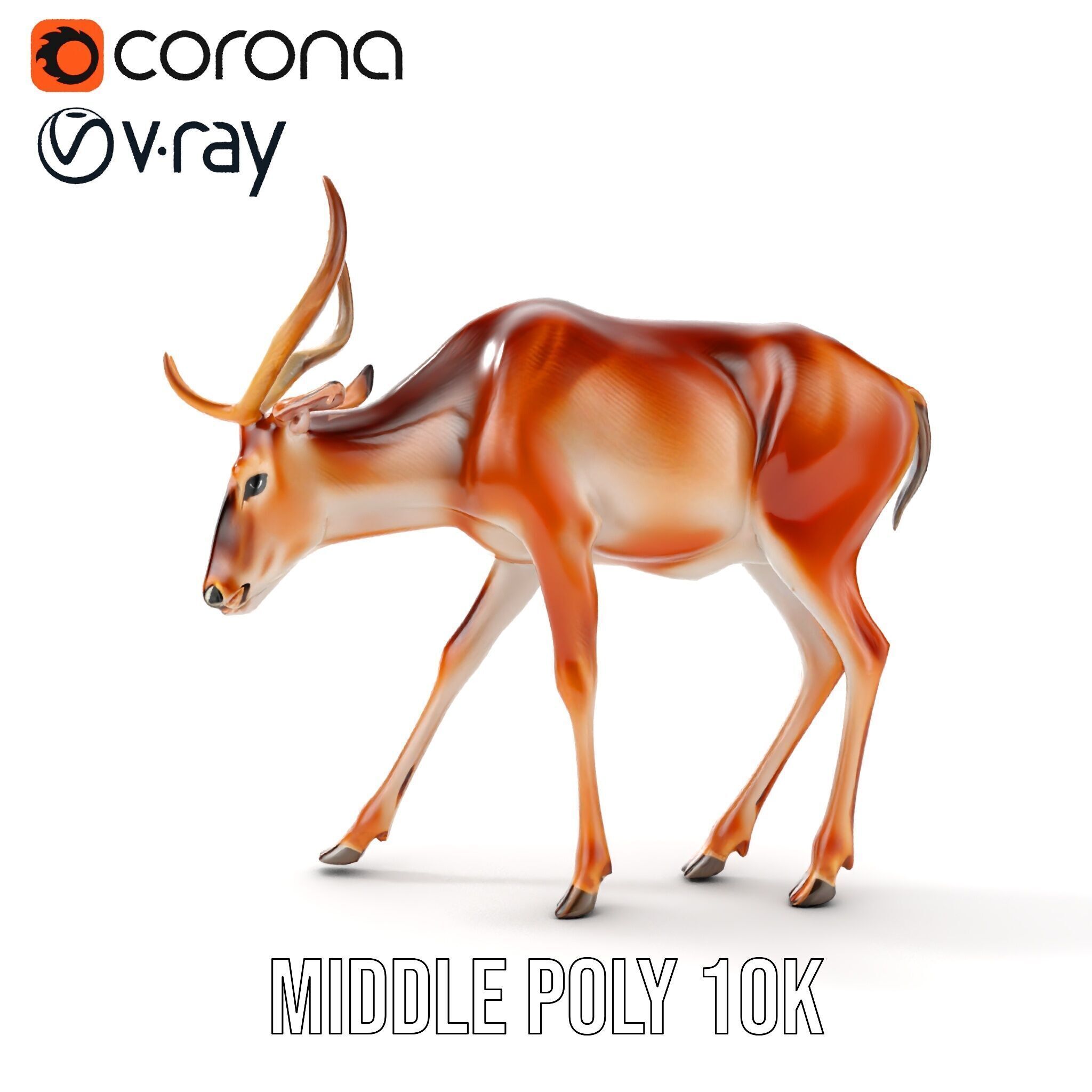 Elegant Buck Model Pack for Realistic Wildlife Scenes Low-poly 3D model_12