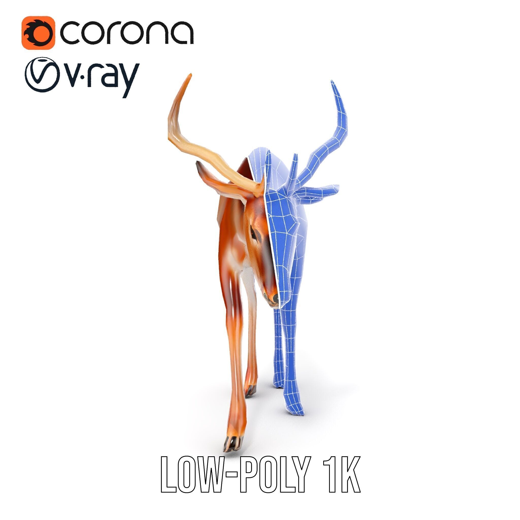 Elegant Buck Model Pack for Realistic Wildlife Scenes Low-poly 3D model_31