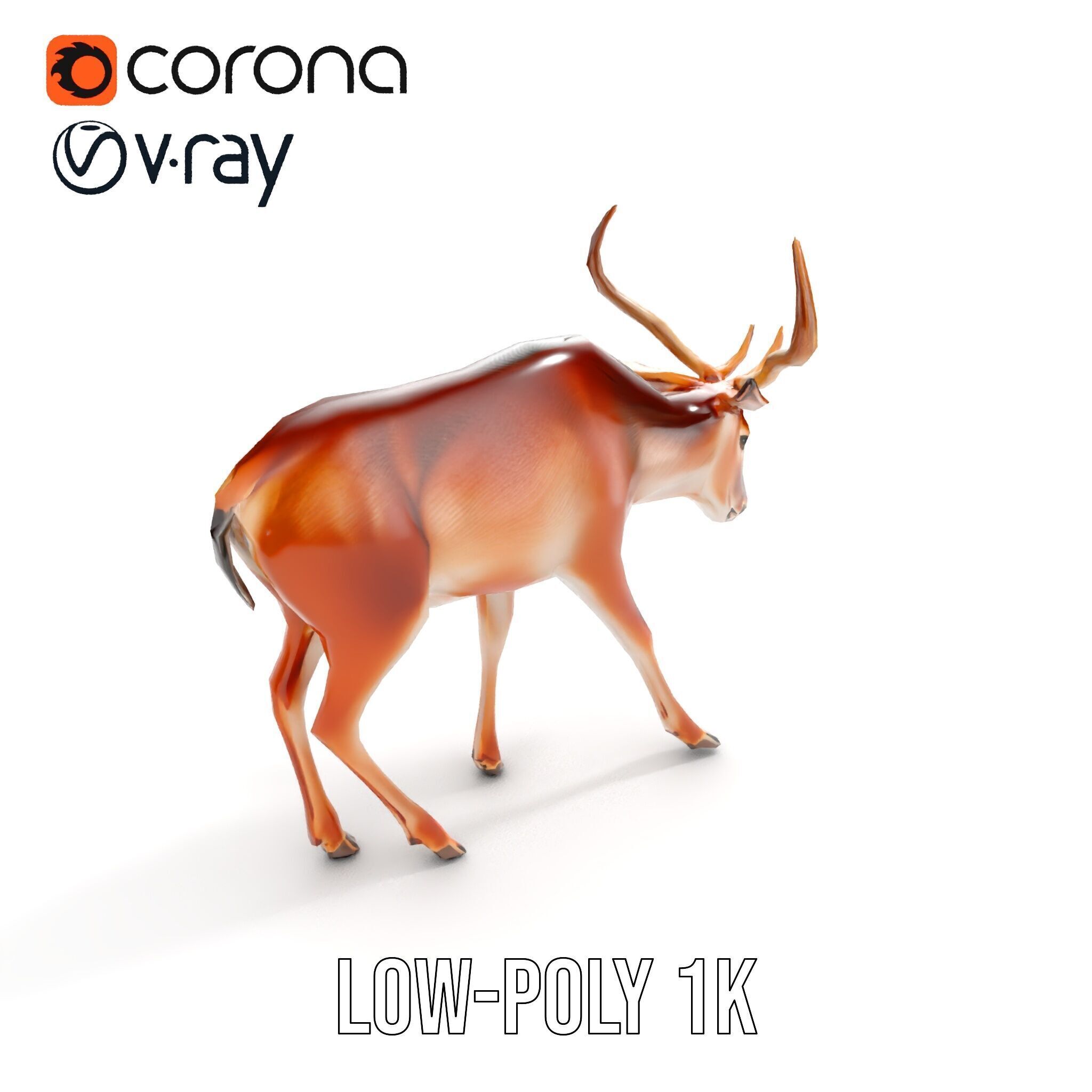 Elegant Buck Model Pack for Realistic Wildlife Scenes Low-poly 3D model_7