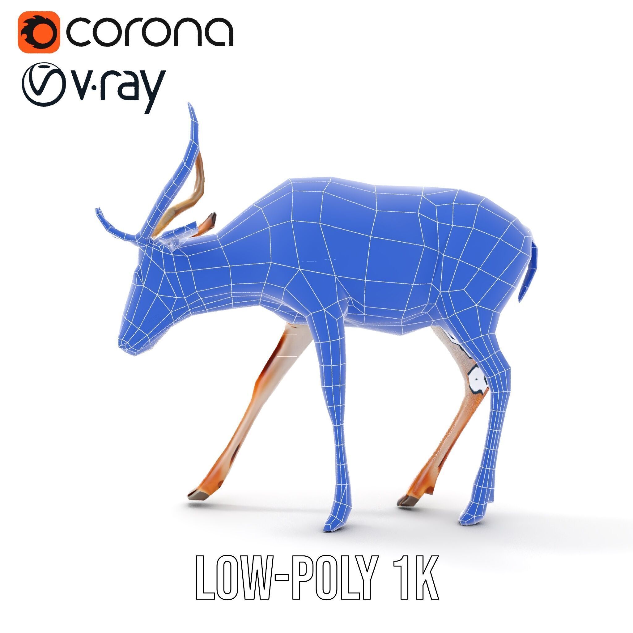 Elegant Buck Model Pack for Realistic Wildlife Scenes Low-poly 3D model_28