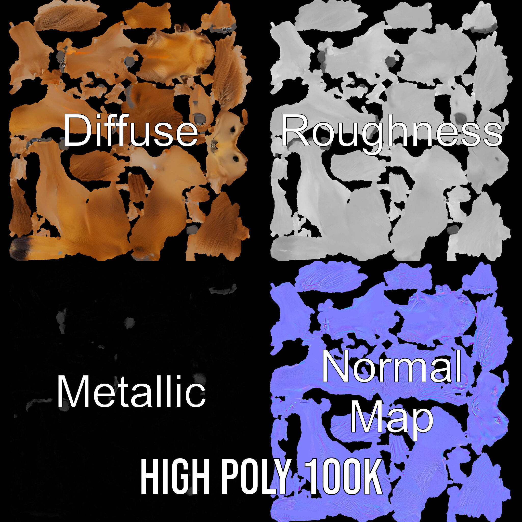 Bactrian Camel Model Pack with Detailed Fur Low-poly 3D model_4