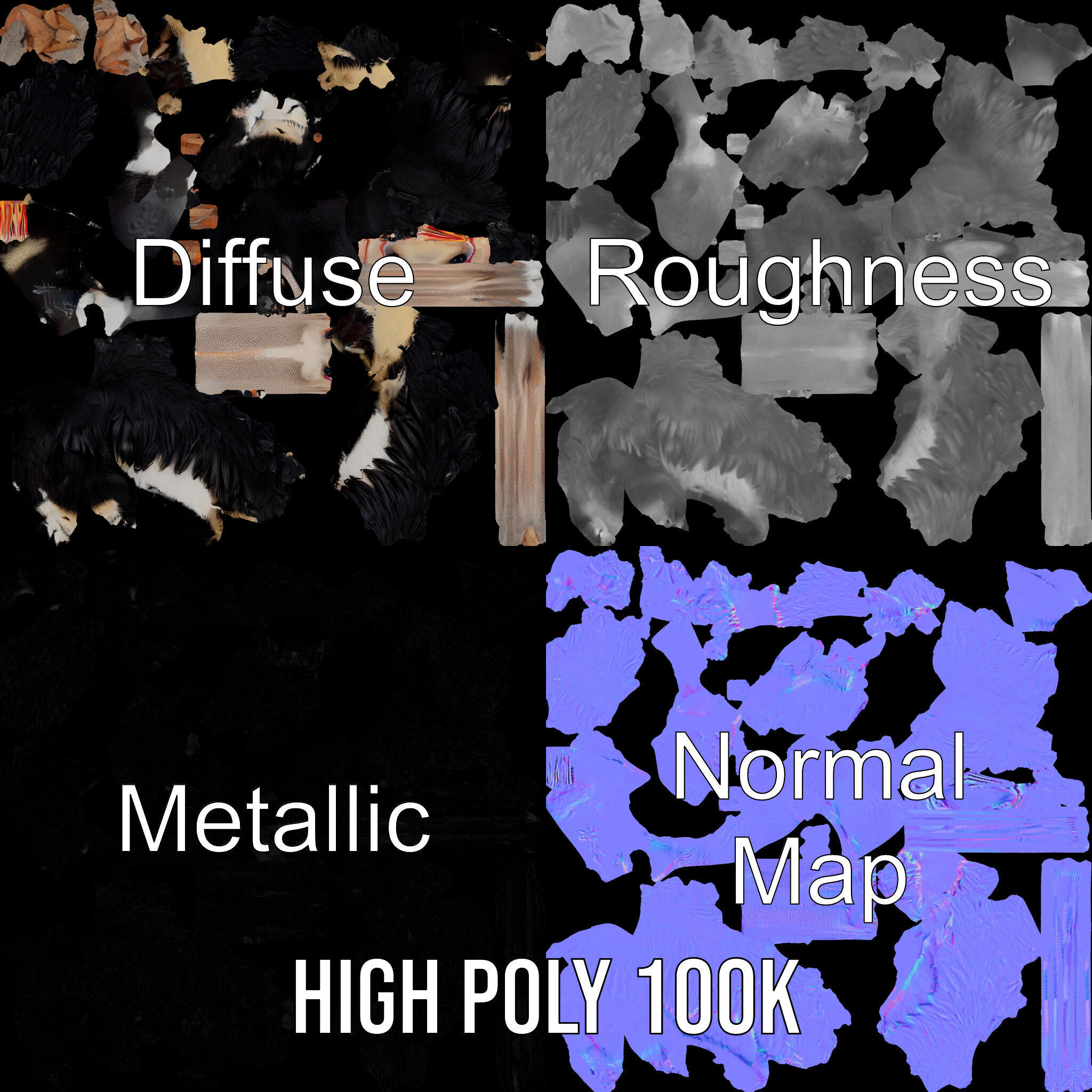 Ostrich Model Pack with Detailed Feather Texture Low-poly 3D model_3