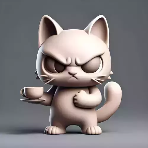 Grumpy Cat with Coffee 3D print model