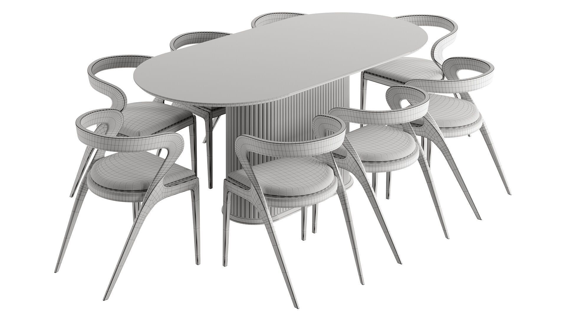 Dining set 3D model_4
