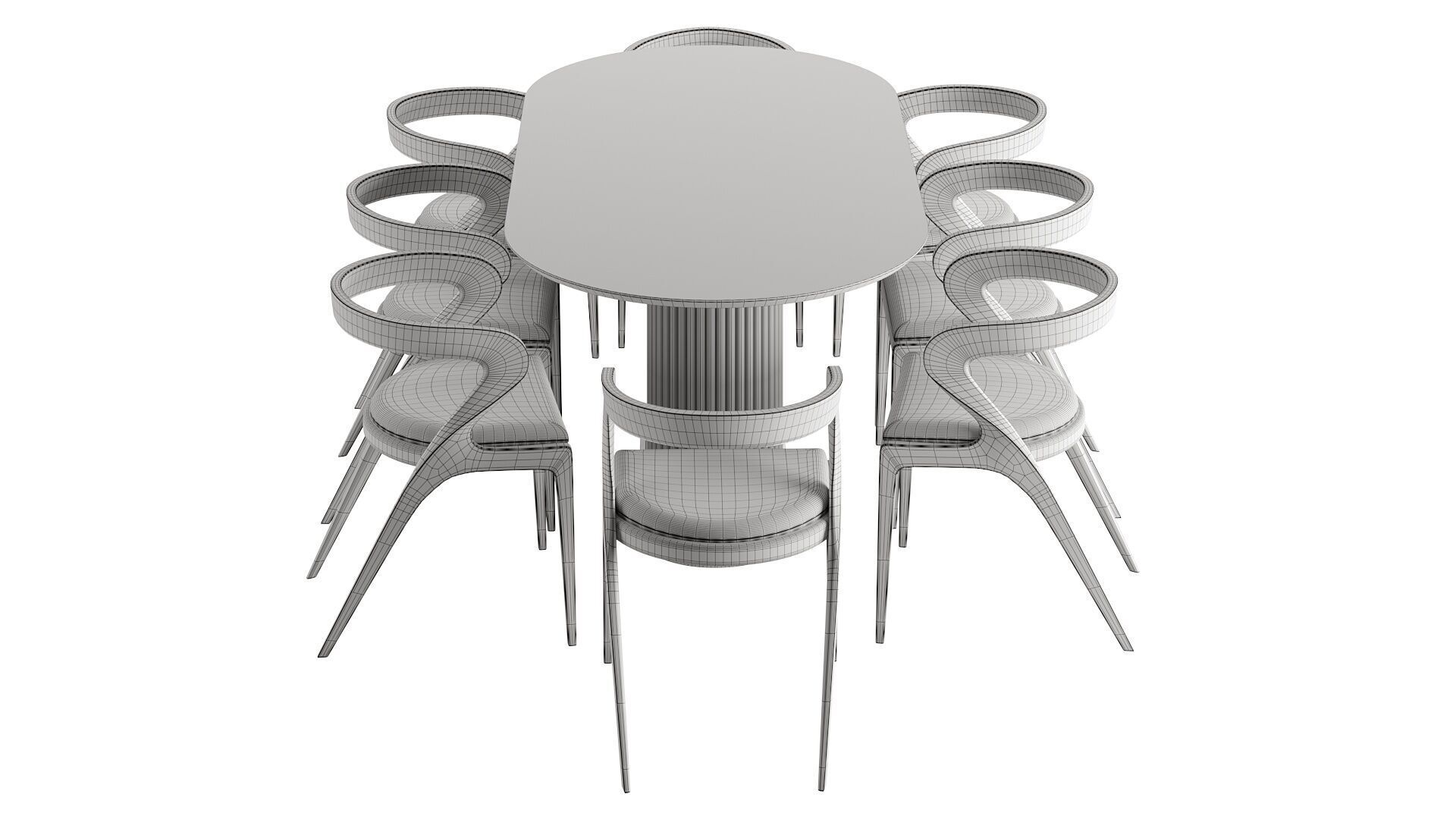 Dining set 3D model_5