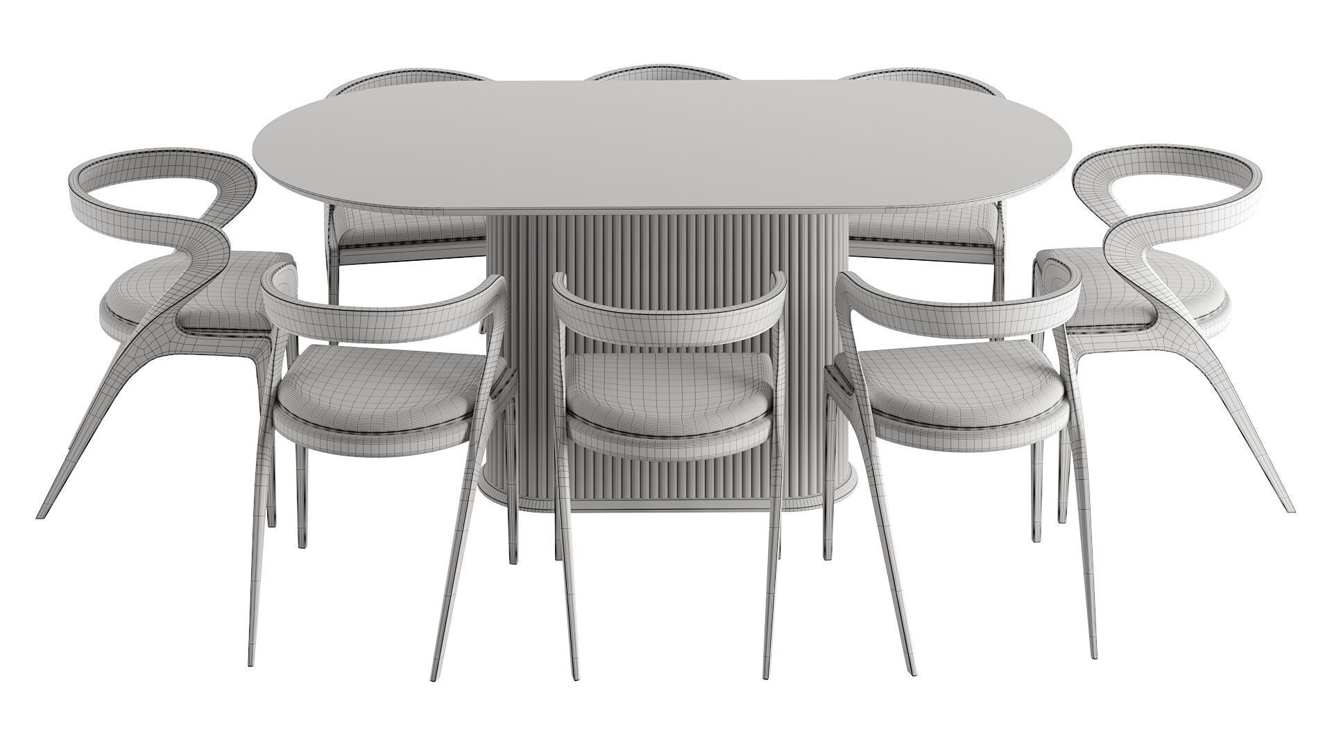 Dining set 3D model_3