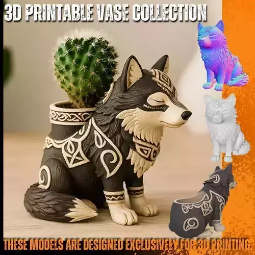 Celtic Wolf Planter  Pen Holder  3D Printable STL