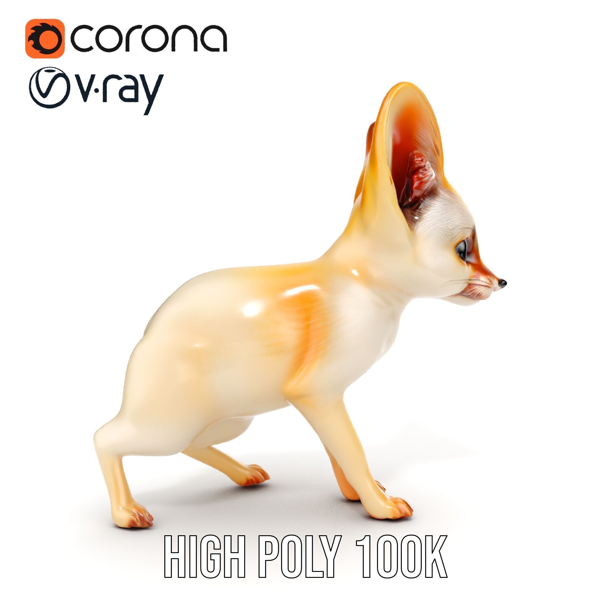 Fennec Fox D Model Pack for Animation and Games Low-poly 3D model_16
