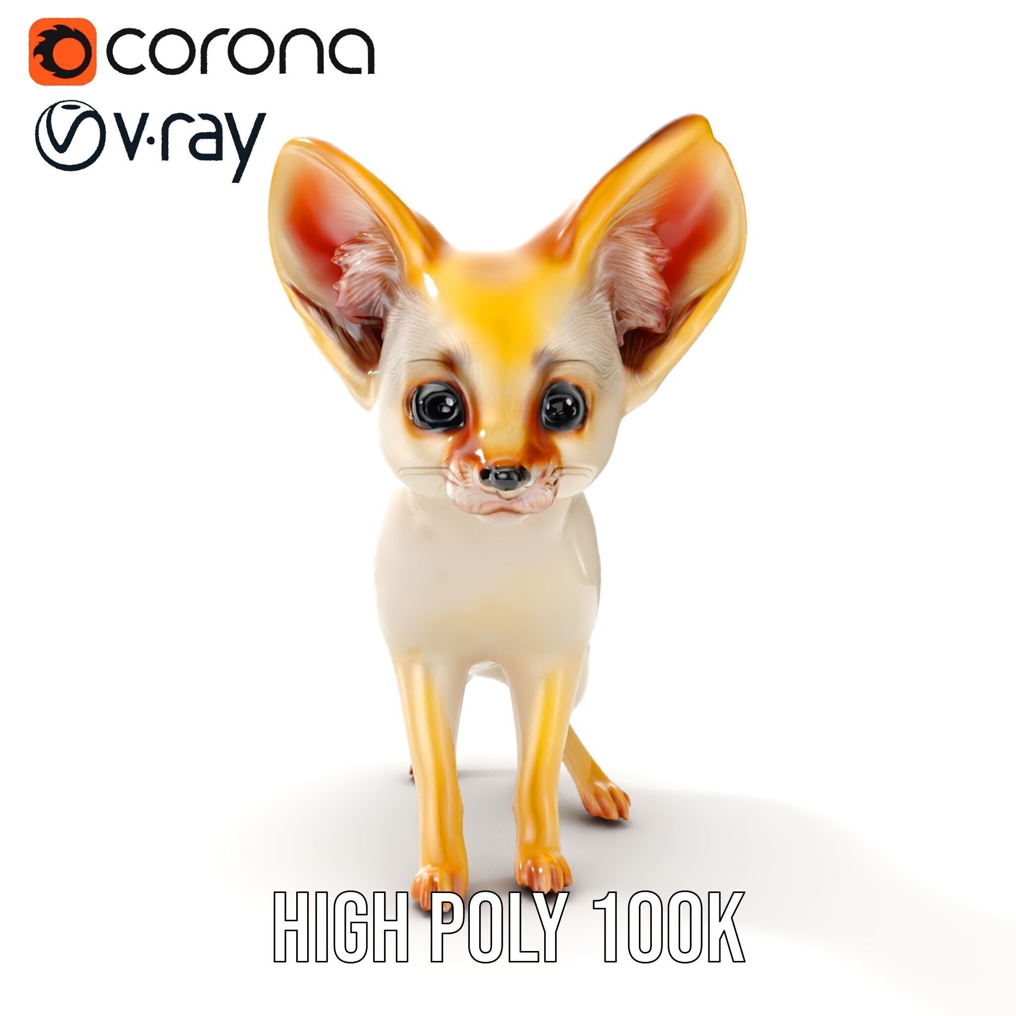 Fennec Fox D Model Pack for Animation and Games Low-poly 3D model_25