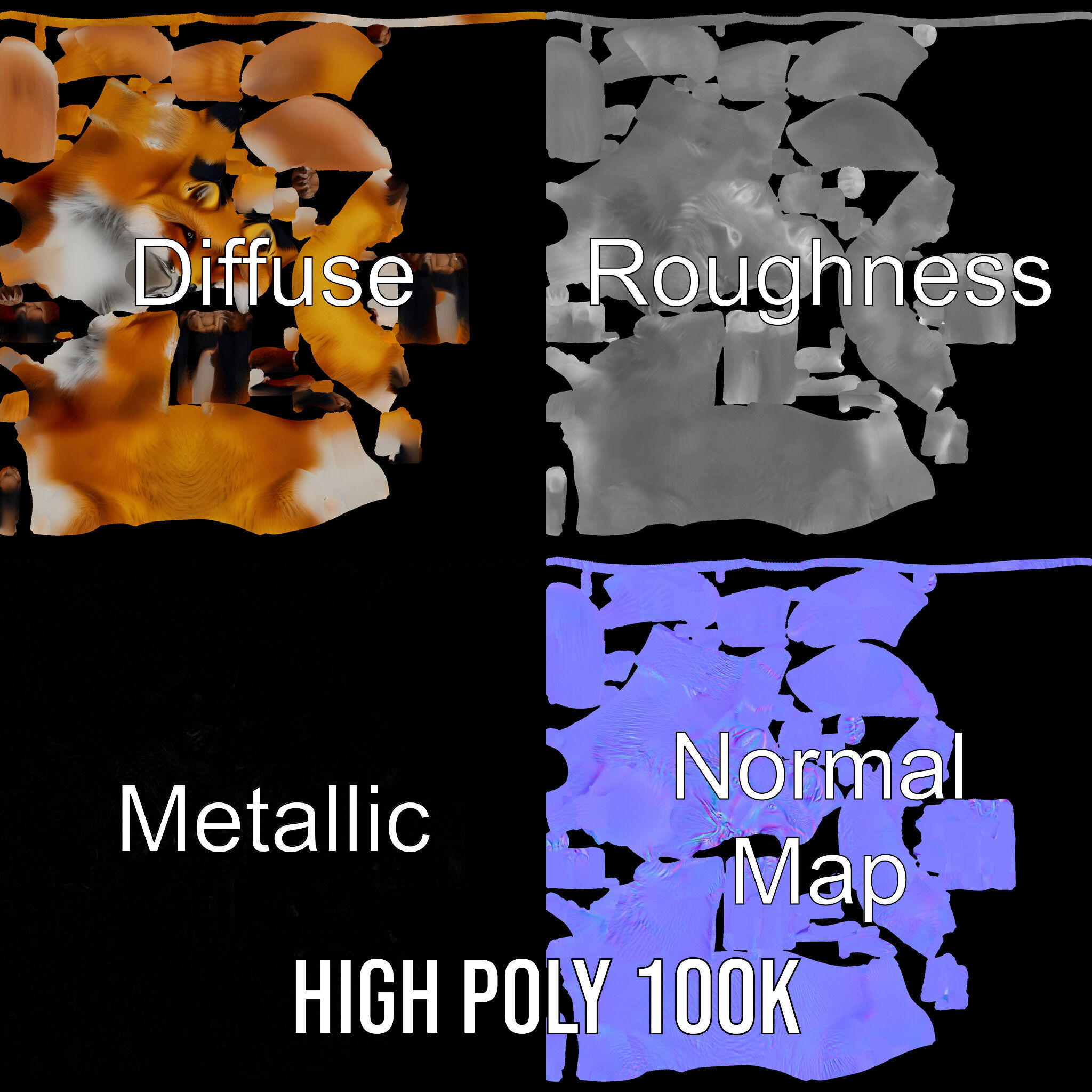 Realistic Fox Model Pack for D Animation and Rendering Low-poly 3D model_3