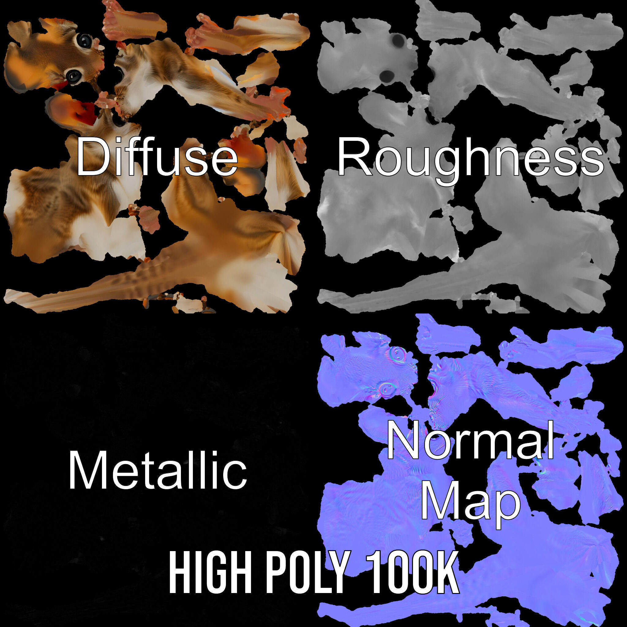 Realistic Jerboa Model Pack with Detailed Textures Low-poly 3D model_4