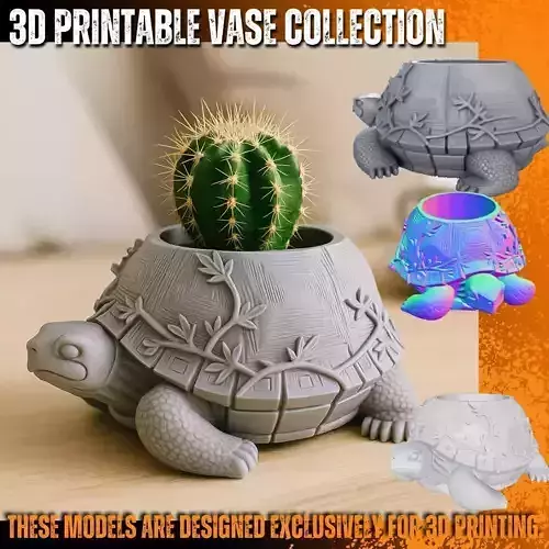 Botanical Turtle Planter Pen Holder 3D Printable STL