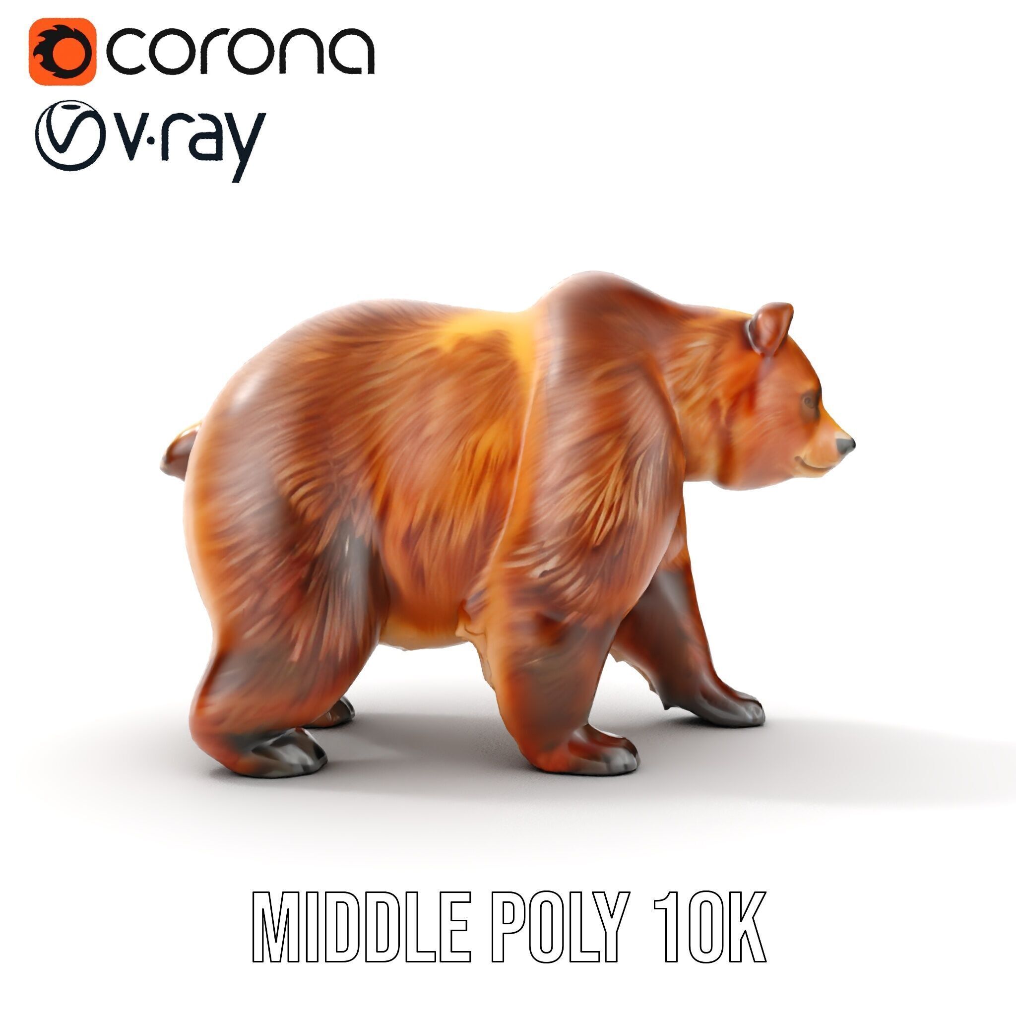 Realistic Bear Model Pack with Diverse Level of Detail Low-poly 3D model_15