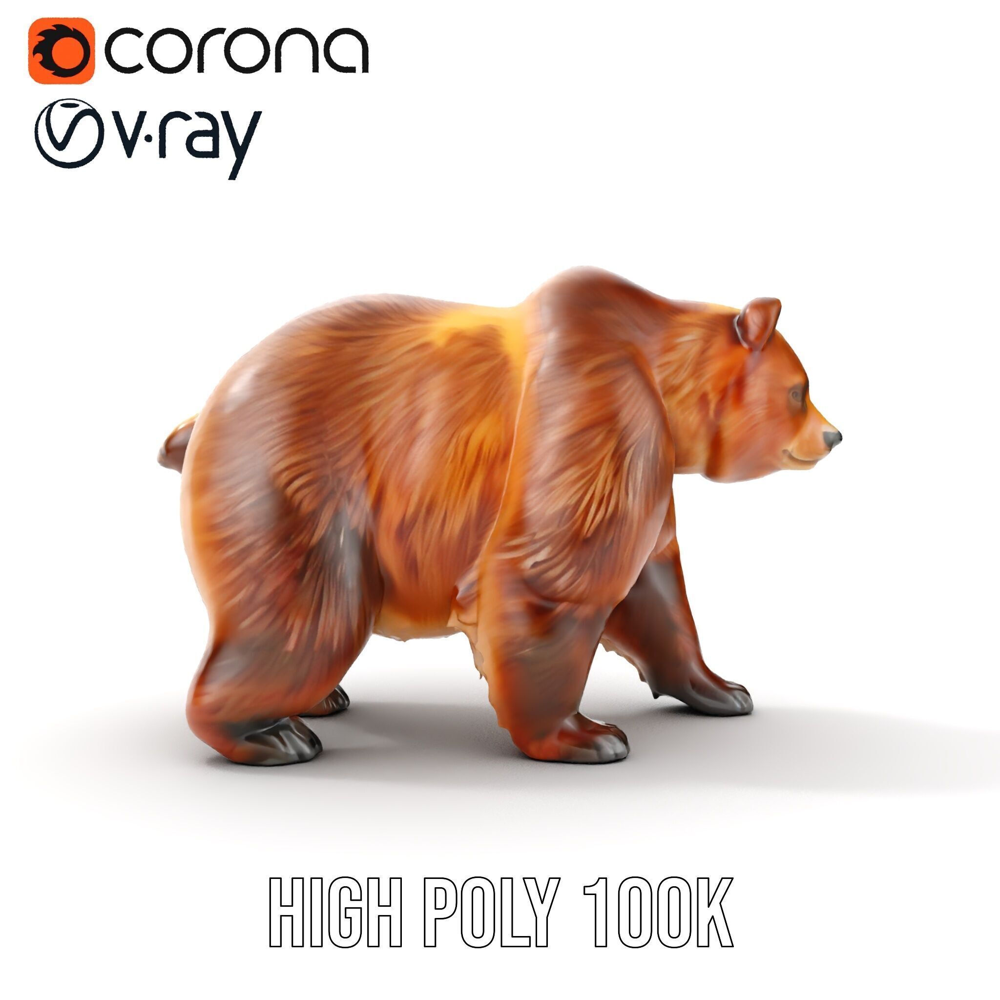 Realistic Bear Model Pack with Diverse Level of Detail Low-poly 3D model_19