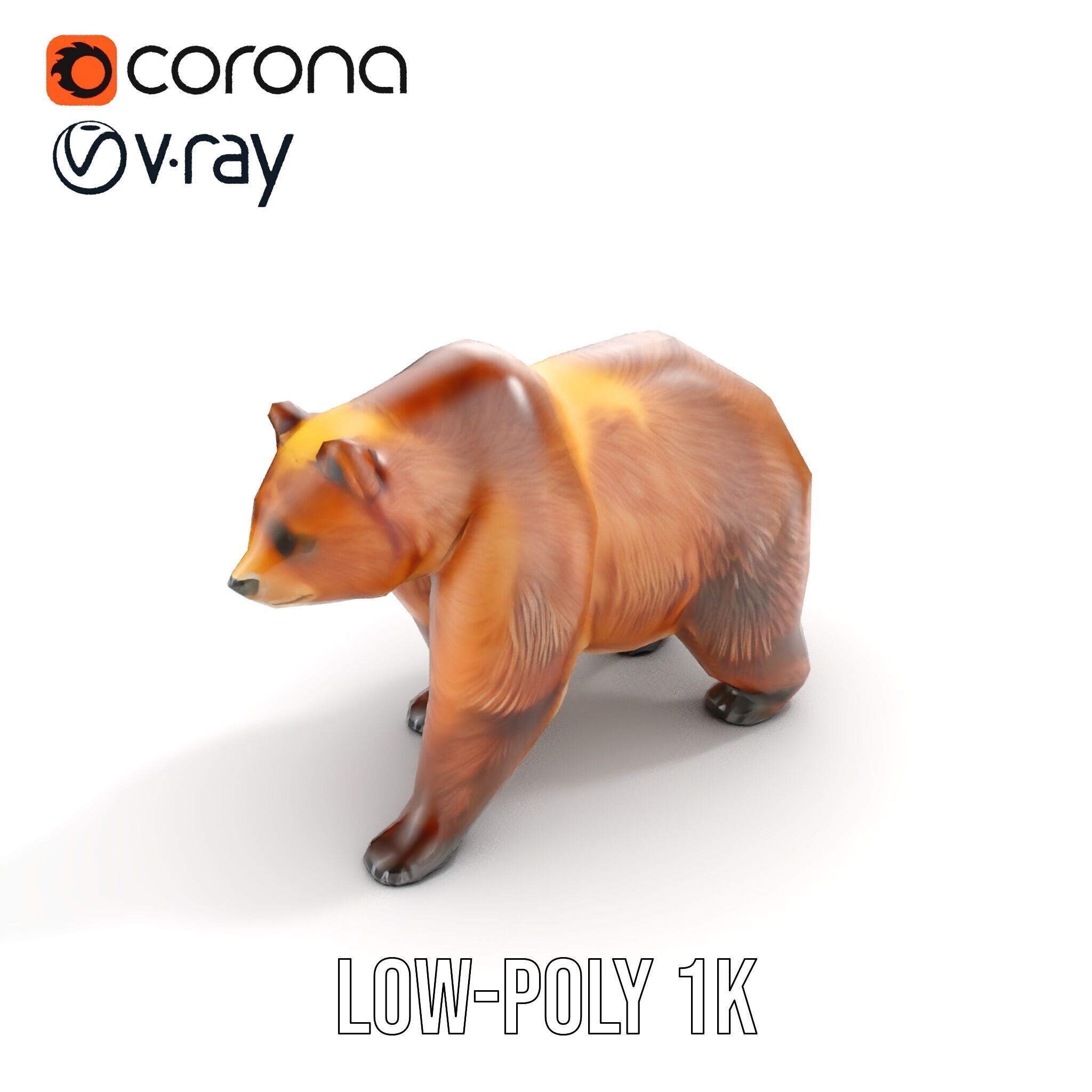 Realistic Bear Model Pack with Diverse Level of Detail Low-poly 3D model_7