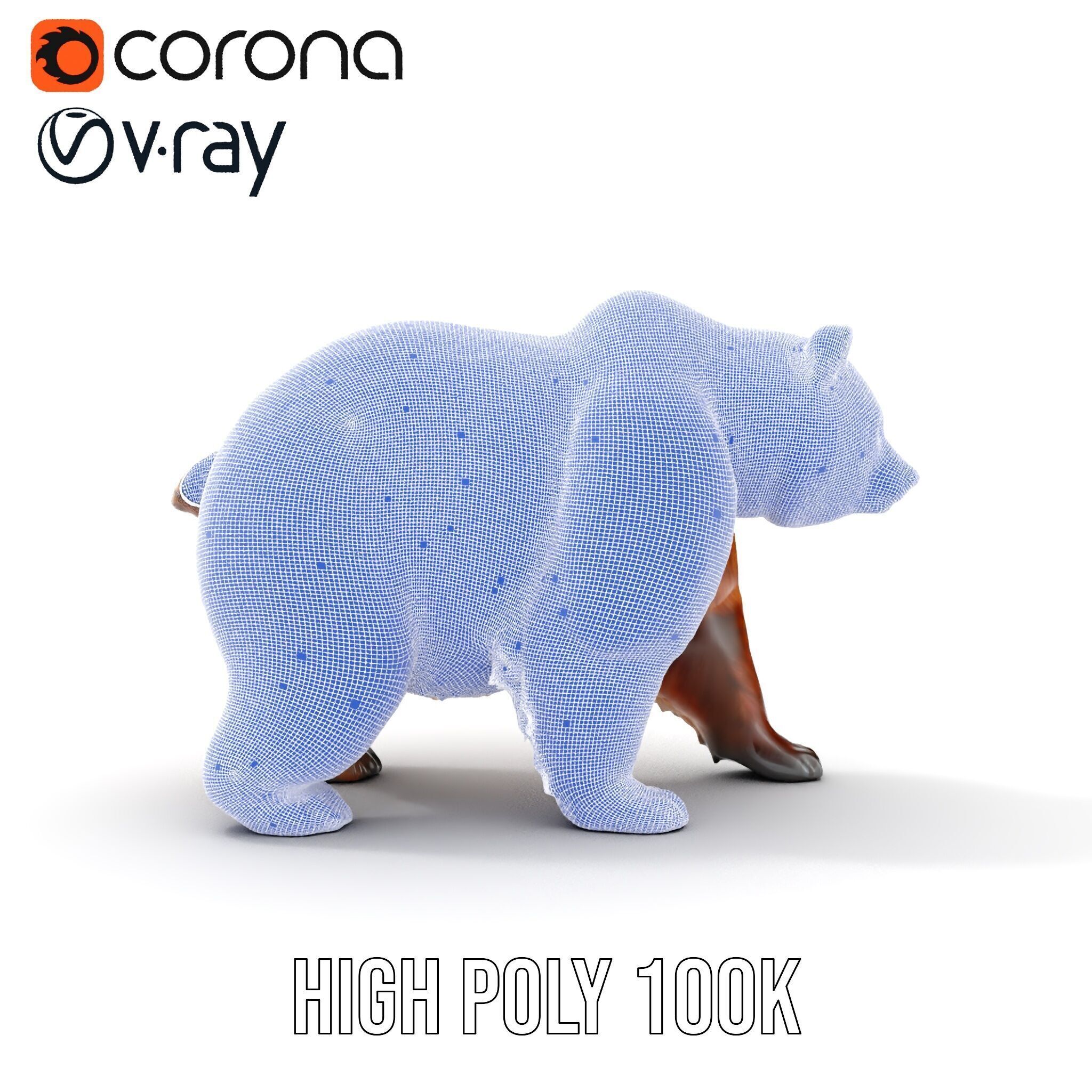 Realistic Bear Model Pack with Diverse Level of Detail Low-poly 3D model_38