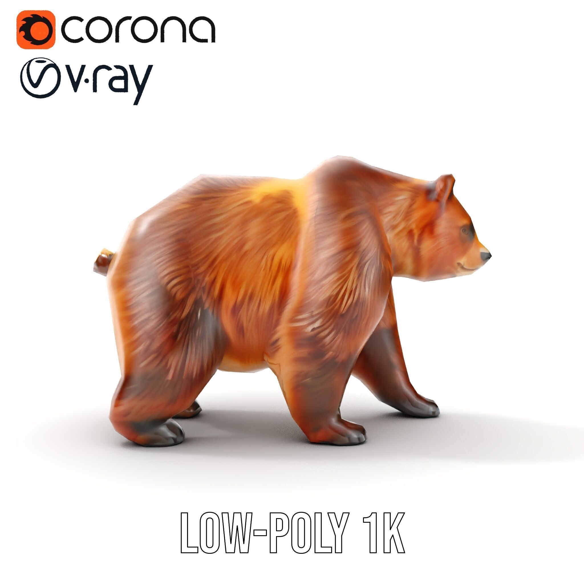 Realistic Bear Model Pack with Diverse Level of Detail Low-poly 3D model_18