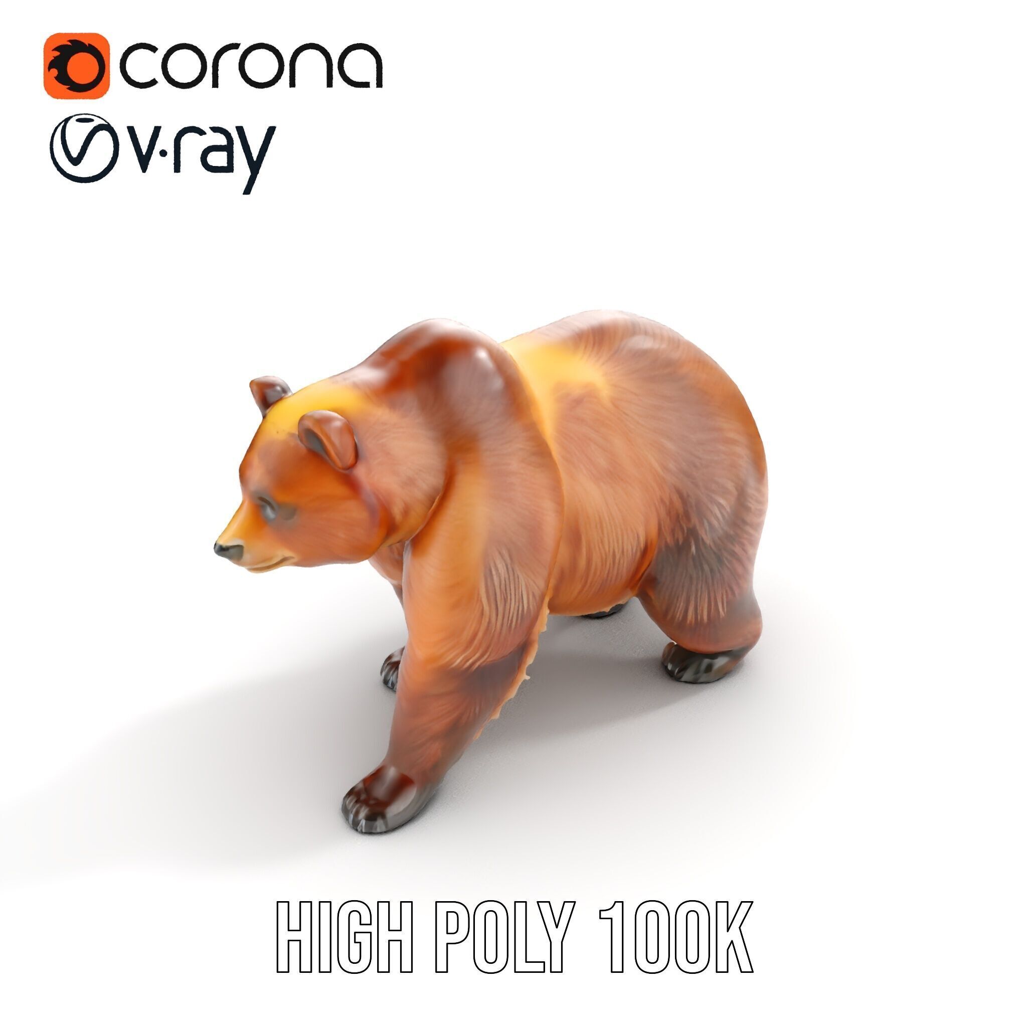 Realistic Bear Model Pack with Diverse Level of Detail Low-poly 3D model_32
