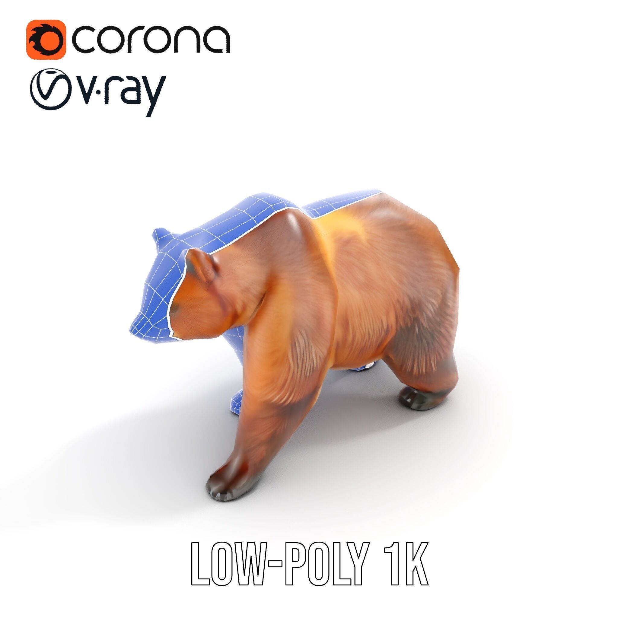 Realistic Bear Model Pack with Diverse Level of Detail Low-poly 3D model_13